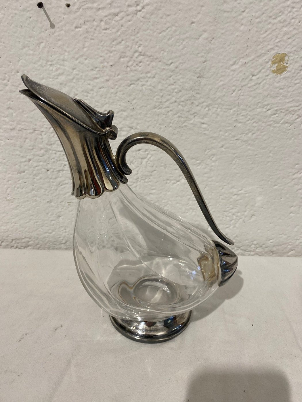 Decanter vintage in vetro e argento placcato