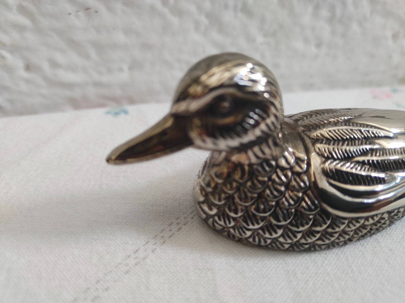 Apribottiglie a forma di anatra placcato argento anni '60