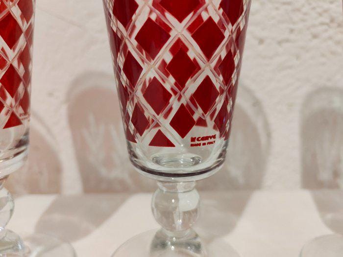 Set di bicchieri in cristallo inciso Cerve