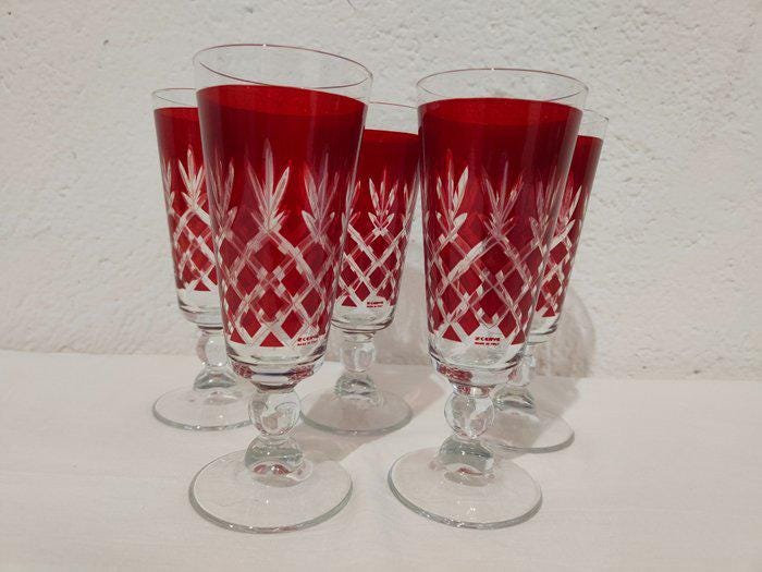 Set di bicchieri in cristallo inciso Cerve
