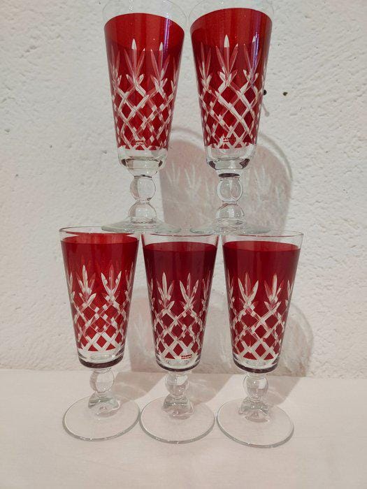 Set di bicchieri in cristallo inciso Cerve
