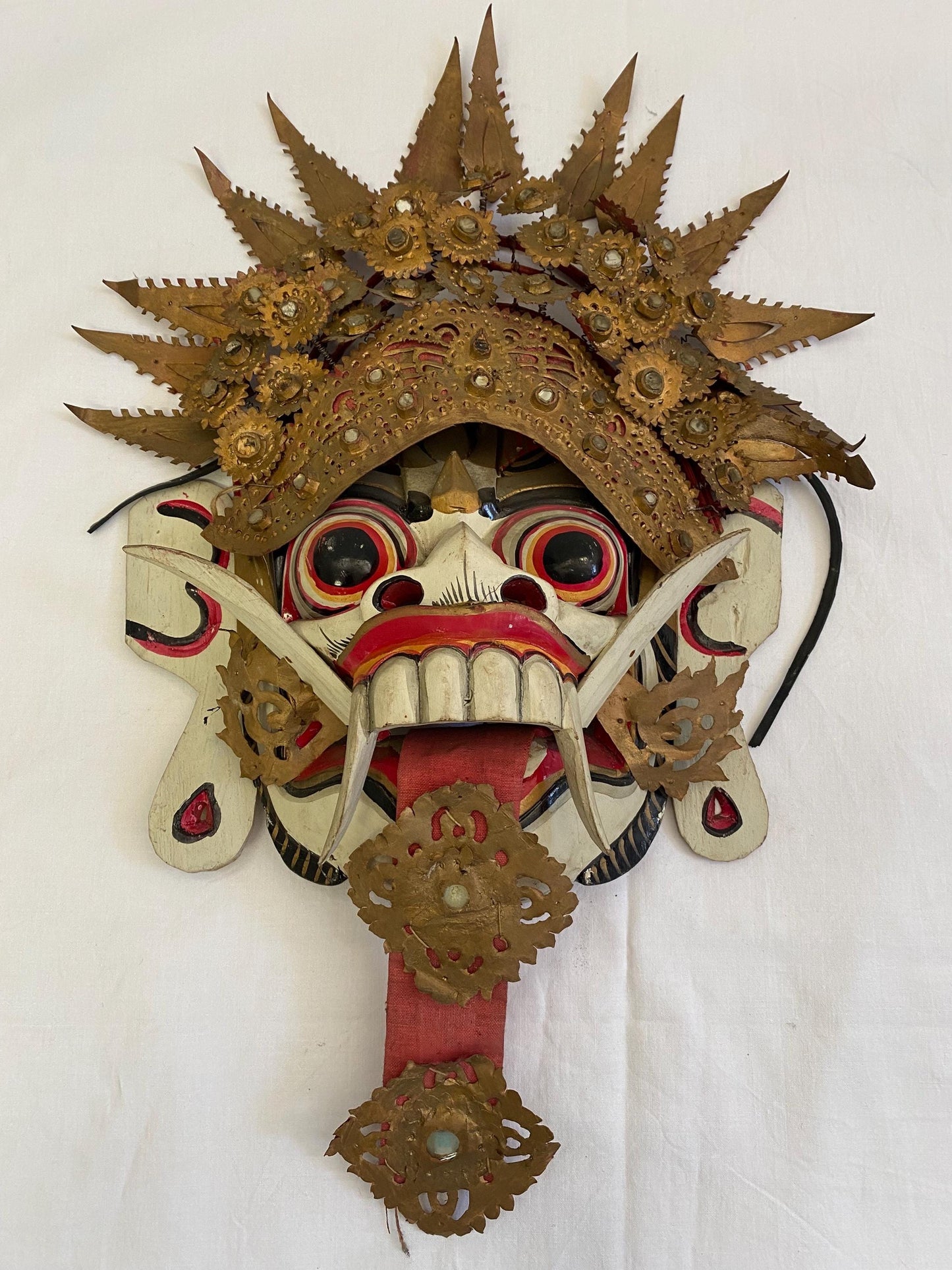 Maschera da Demone Tribale Balinese - Maschera da Diavolo Dipinta a Mano con corona - Rangda Strega Malvagia