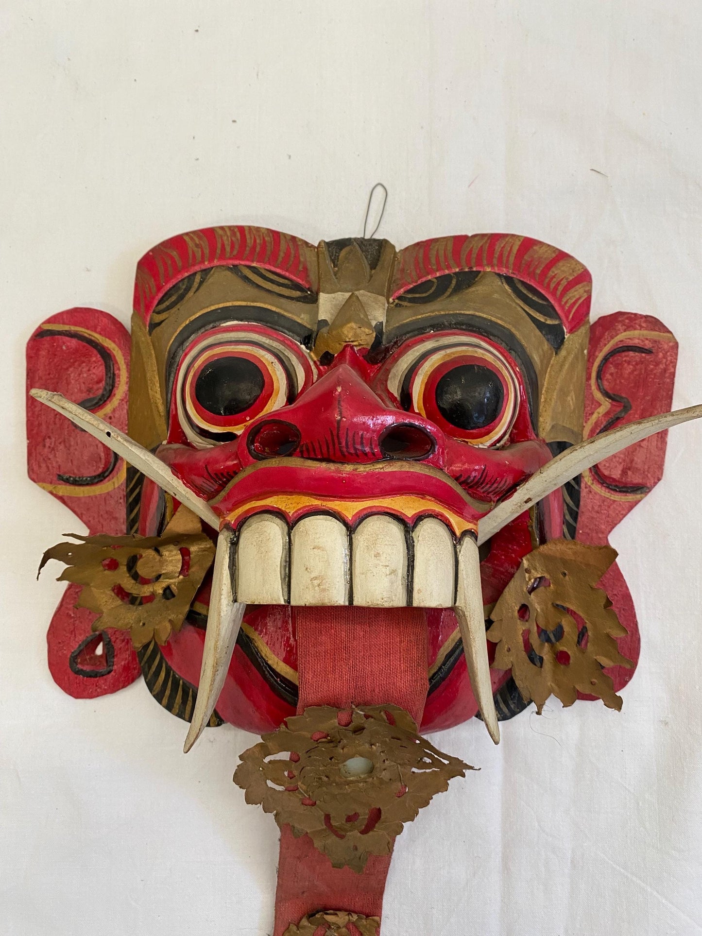 Maschera da Demone Tribale Balinese - Maschera da Diavolo Dipinta a Mano - Rangda Strega Malvagia