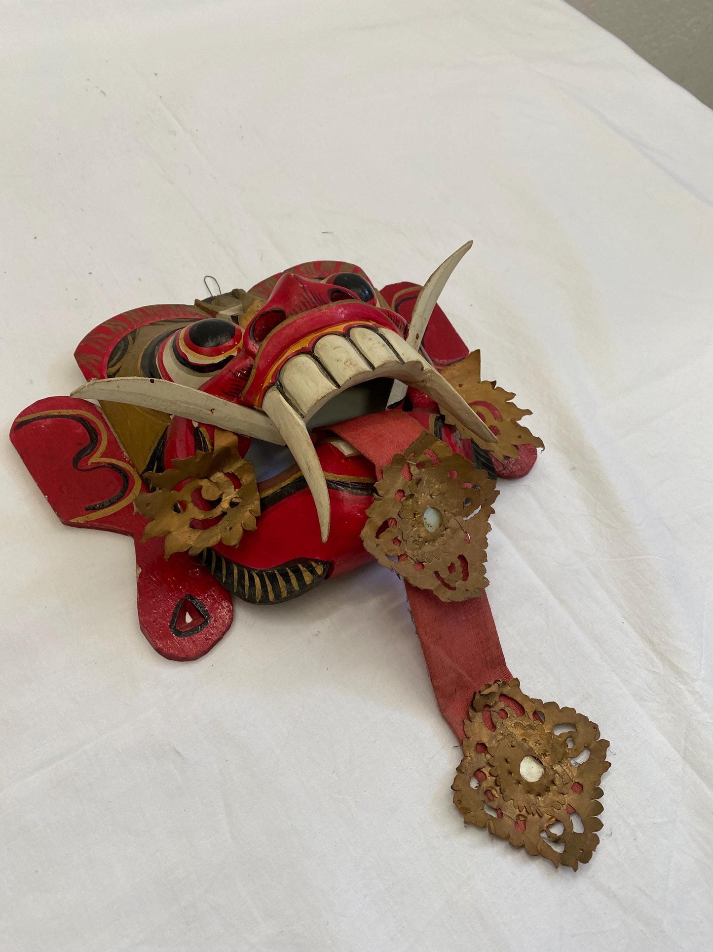 Maschera da Demone Tribale Balinese - Maschera da Diavolo Dipinta a Mano - Rangda Strega Malvagia