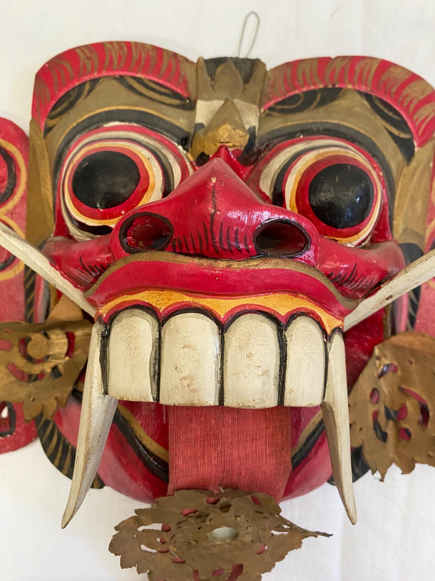 Maschera da Demone Tribale Balinese - Maschera da Diavolo Dipinta a Mano - Rangda Strega Malvagia