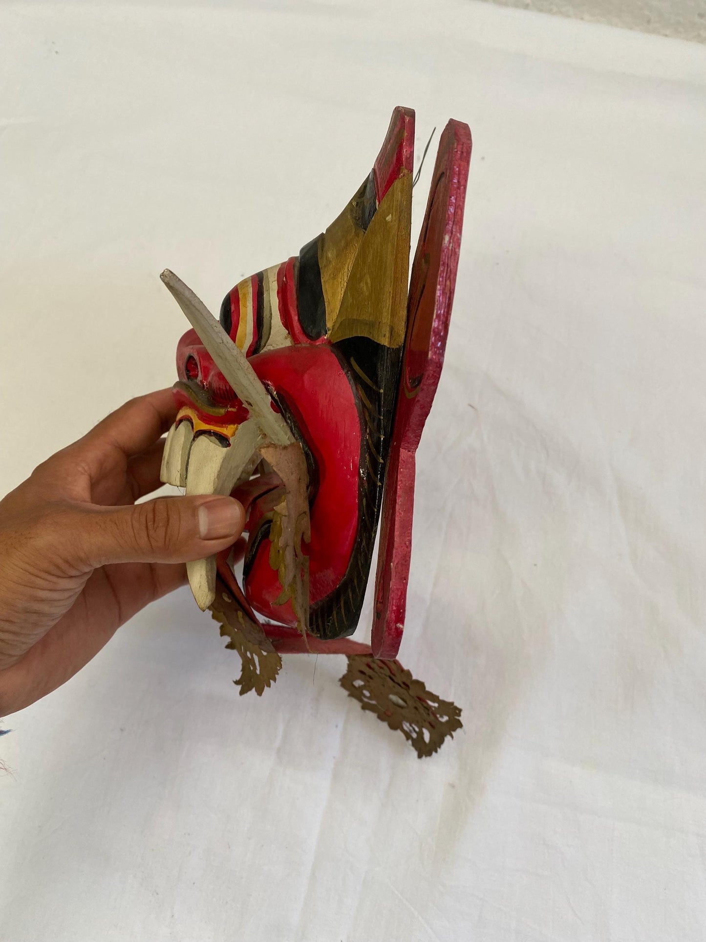Maschera da Demone Tribale Balinese - Maschera da Diavolo Dipinta a Mano - Rangda Strega Malvagia