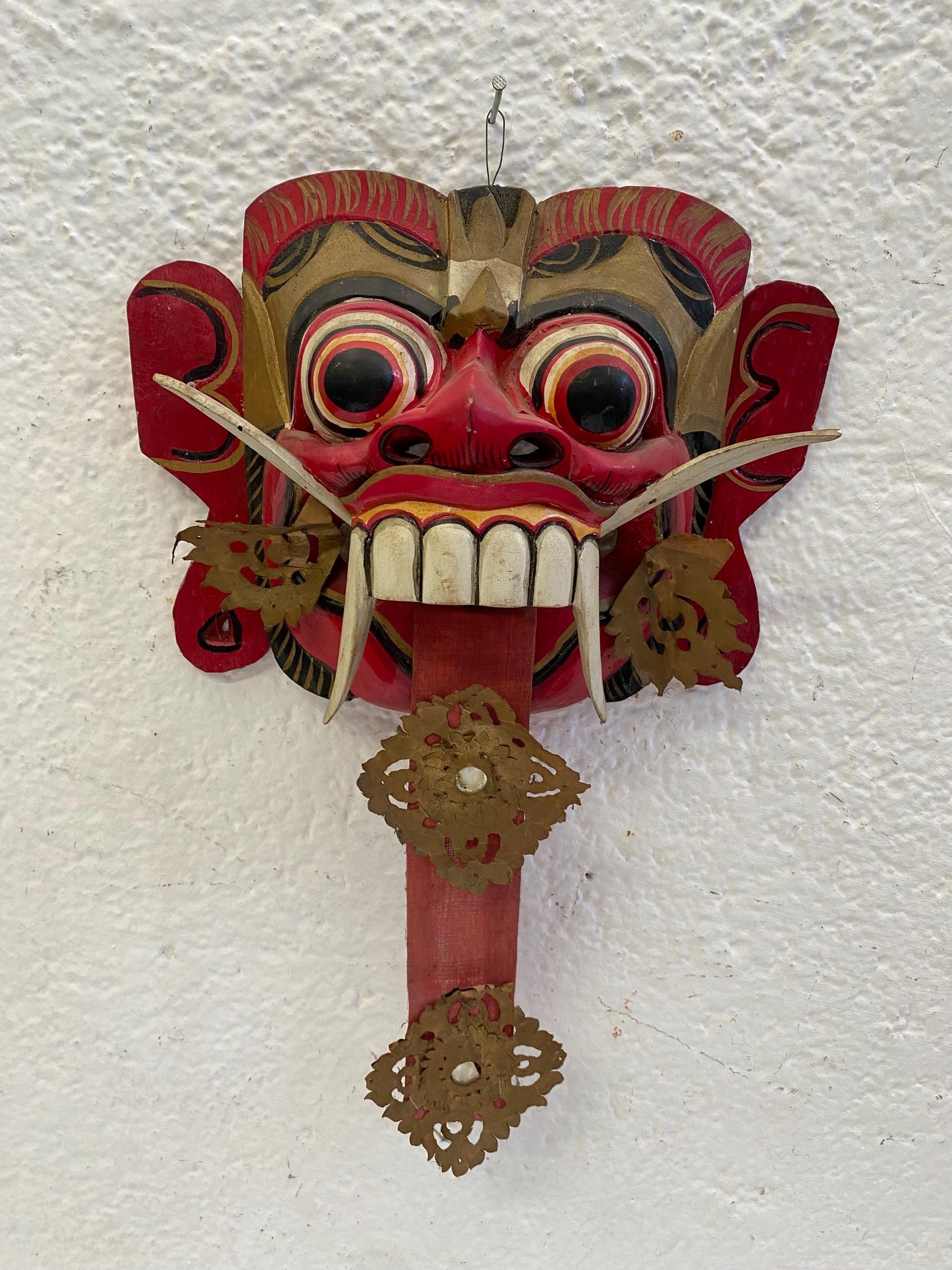 Maschera da Demone Tribale Balinese - Maschera da Diavolo Dipinta a Mano - Rangda Strega Malvagia