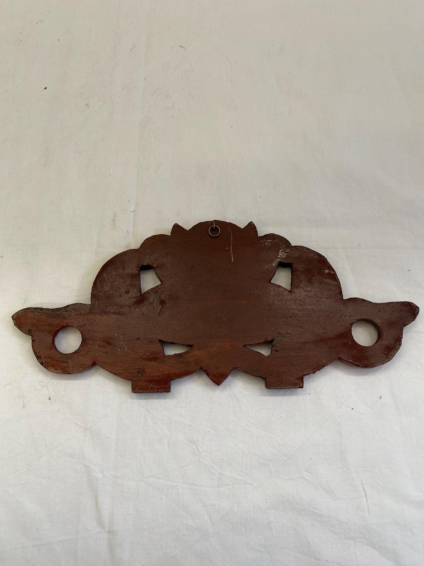 Maschera Tribale Tradizionale in Legno - Maschera del Diavolo dello Sri Lanka per Appendere a Parete - Colori Giallo e Rosso