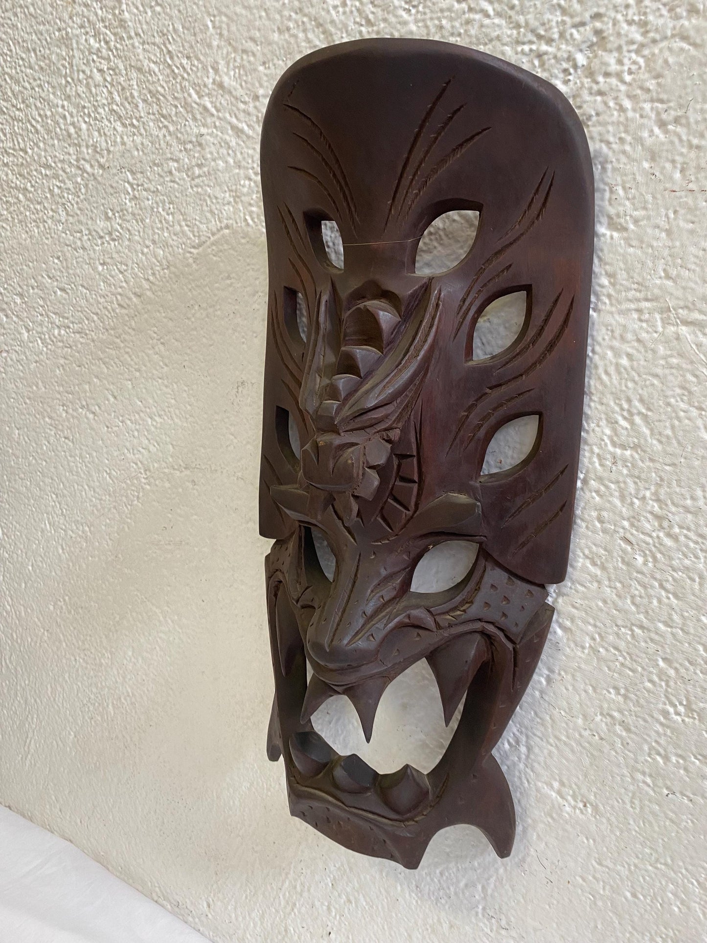 Maschera Tribale Ifugao Filippine - Maschera di Drago e Demone Intagliata a Mano in Legno - 52 x 25 x 10 cm