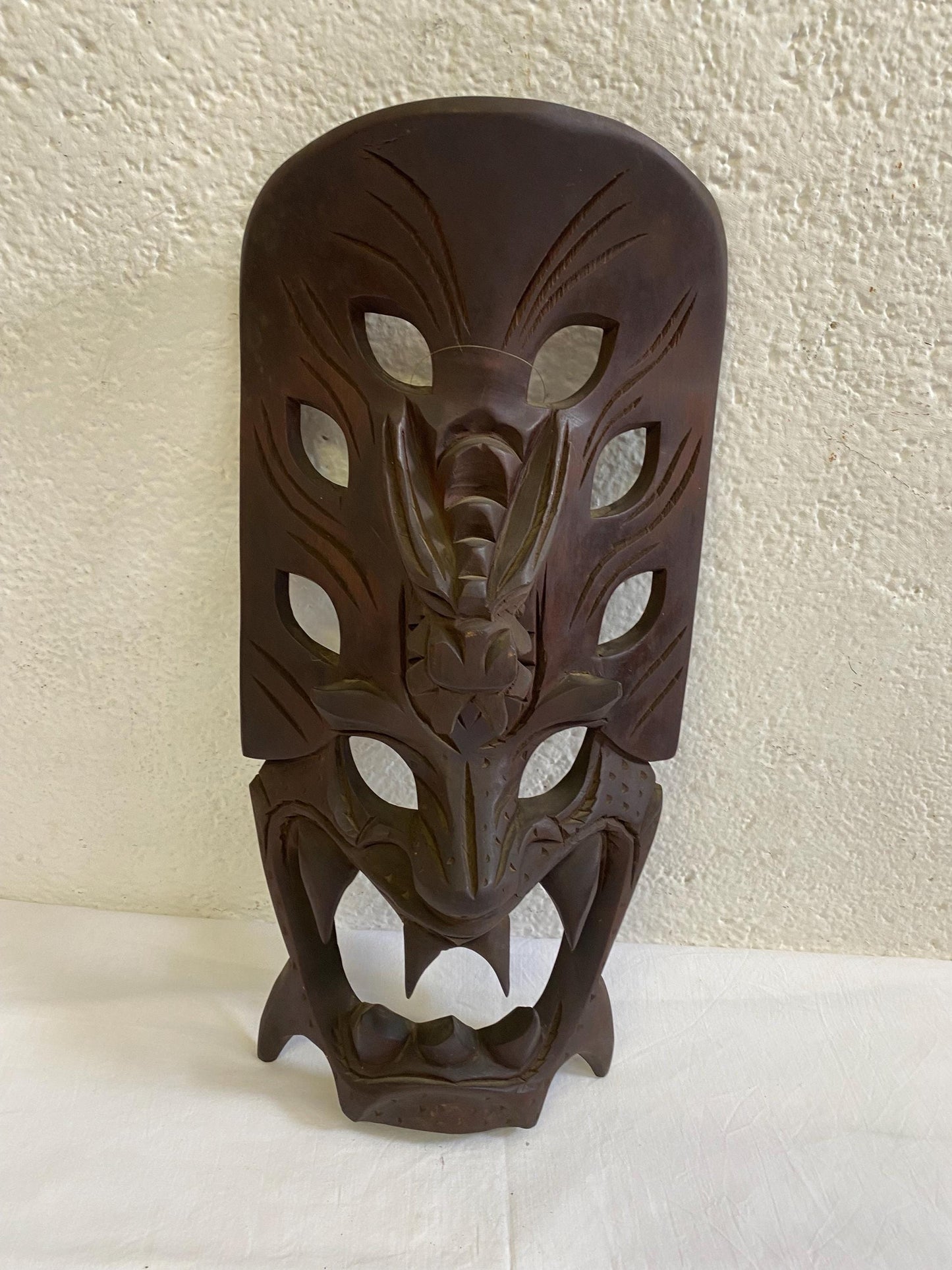 Maschera Tribale Ifugao Filippine - Maschera di Drago e Demone Intagliata a Mano in Legno - 52 x 25 x 10 cm