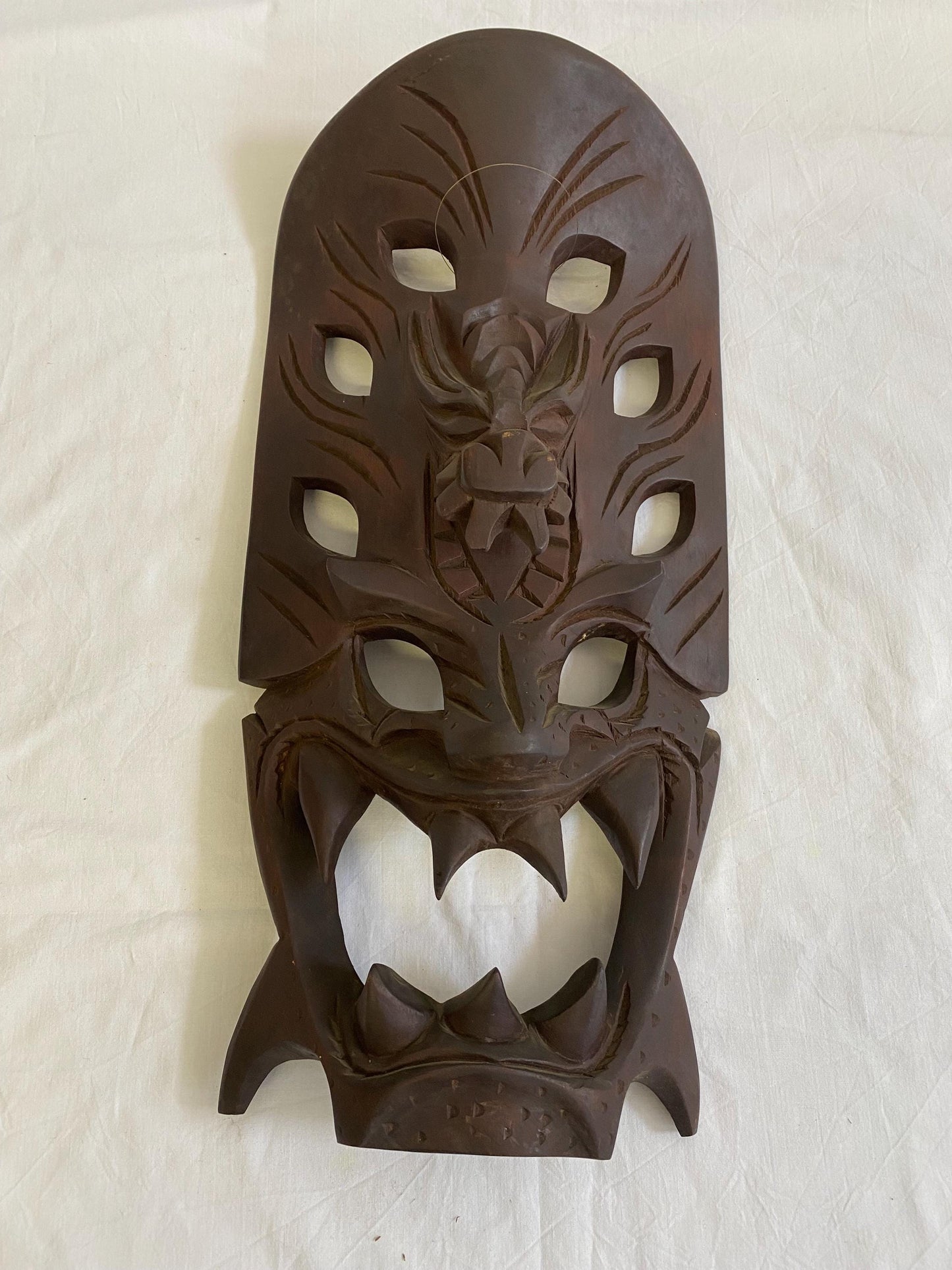 Maschera Tribale Ifugao Filippine - Maschera di Drago e Demone Intagliata a Mano in Legno - 52 x 25 x 10 cm