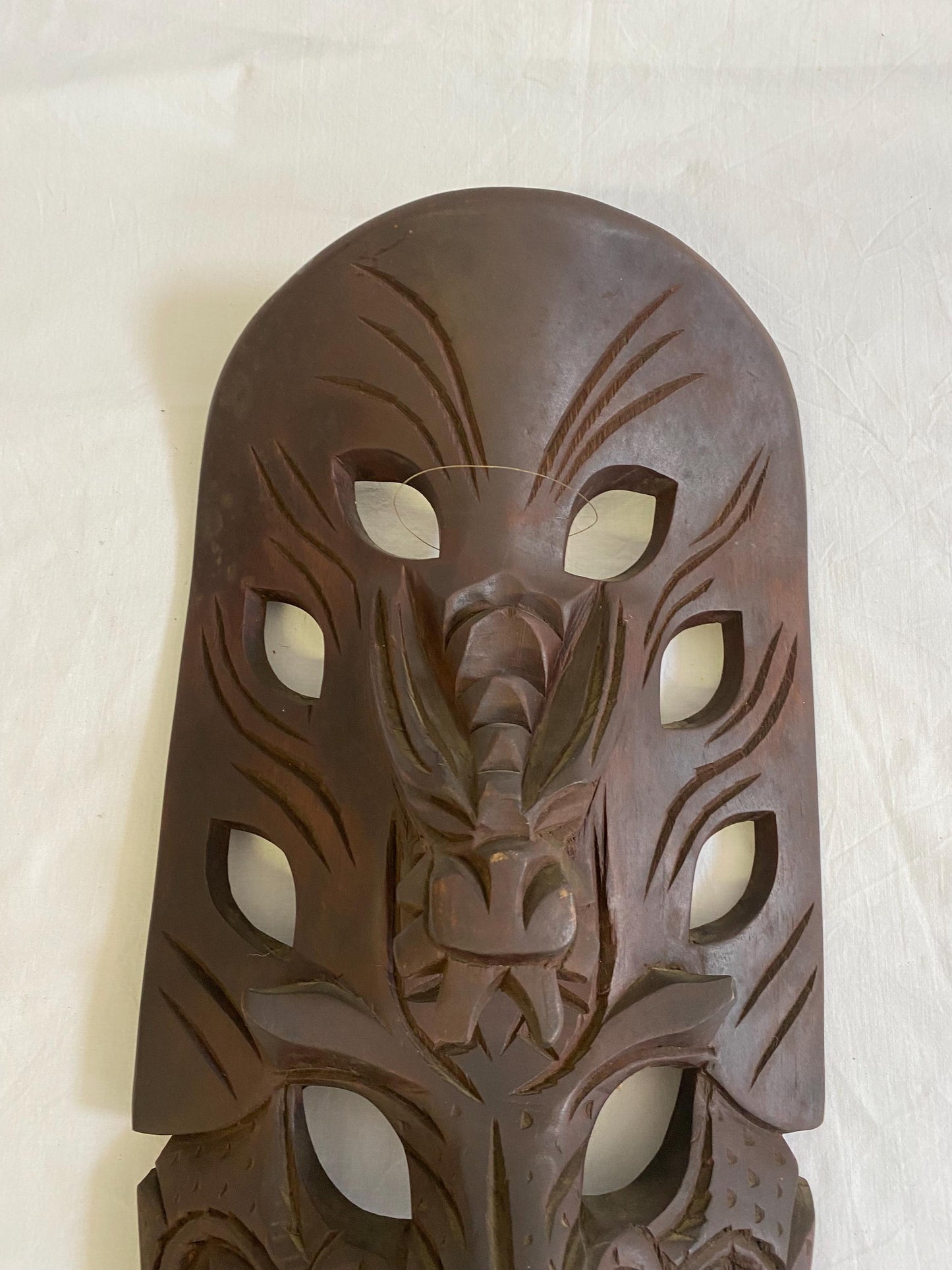 Maschera Tribale Ifugao Filippine - Maschera di Drago e Demone Intagliata a Mano in Legno - 52 x 25 x 10 cm