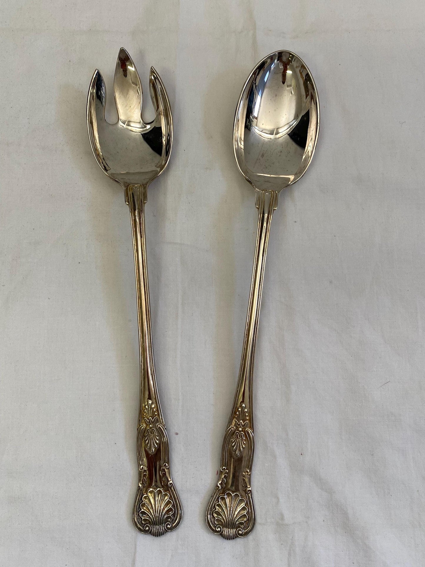 Forchetta e Cucchiaio da Ripieno Vintage Paul Revere - Placcati in Argento - 33 cm