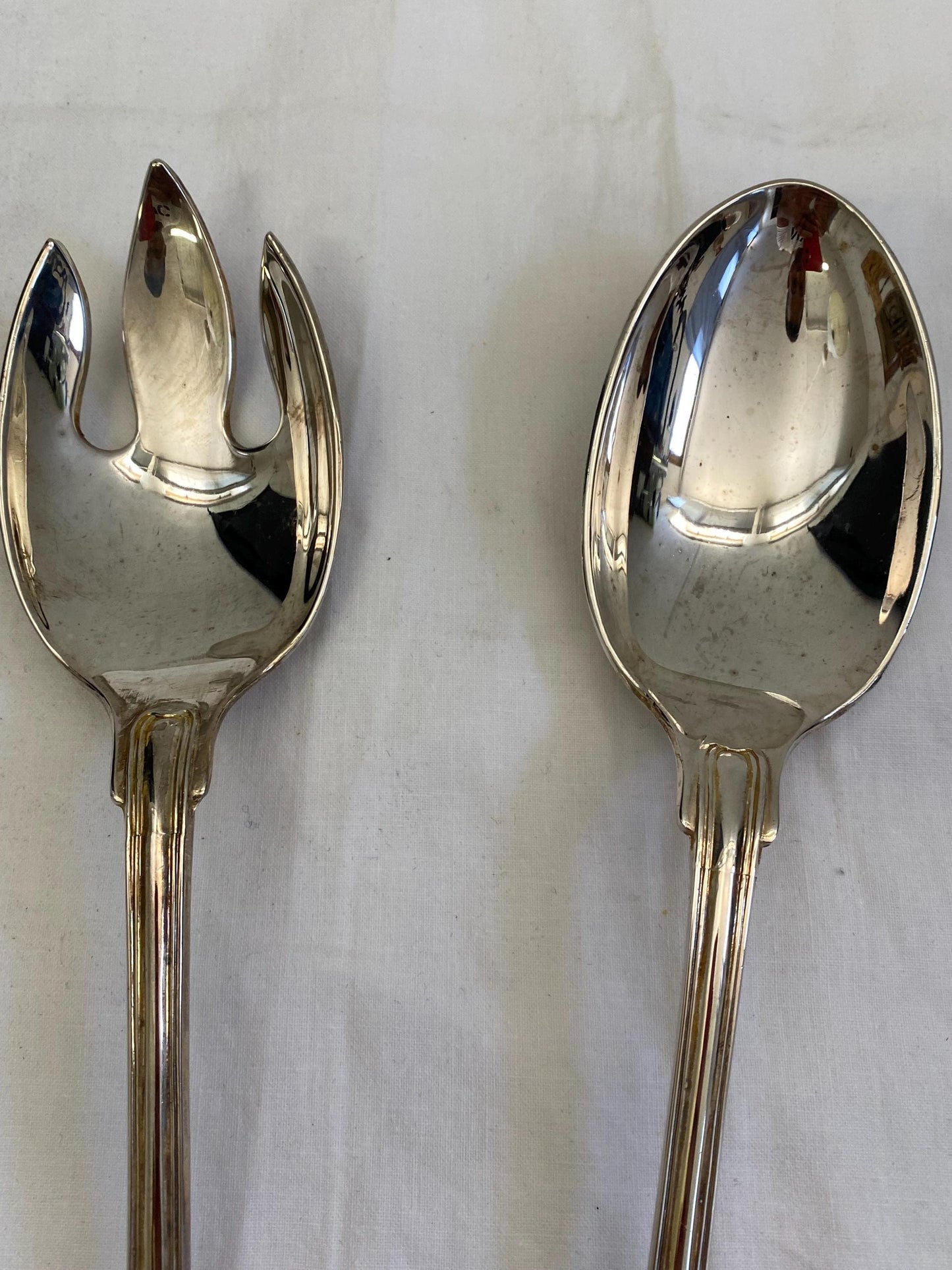 Forchetta e Cucchiaio da Ripieno Vintage Paul Revere - Placcati in Argento - 33 cm