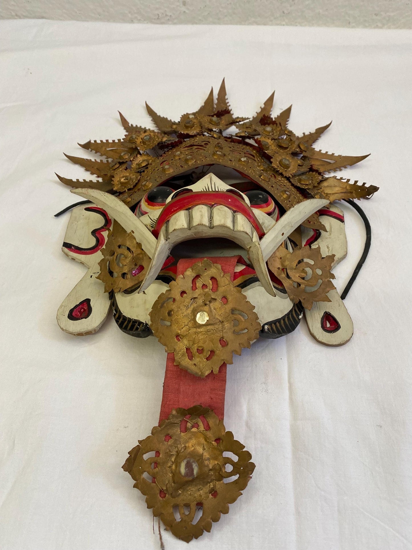 Maschera da Demone Tribale Balinese - Maschera da Diavolo Dipinta a Mano con corona - Rangda Strega Malvagia