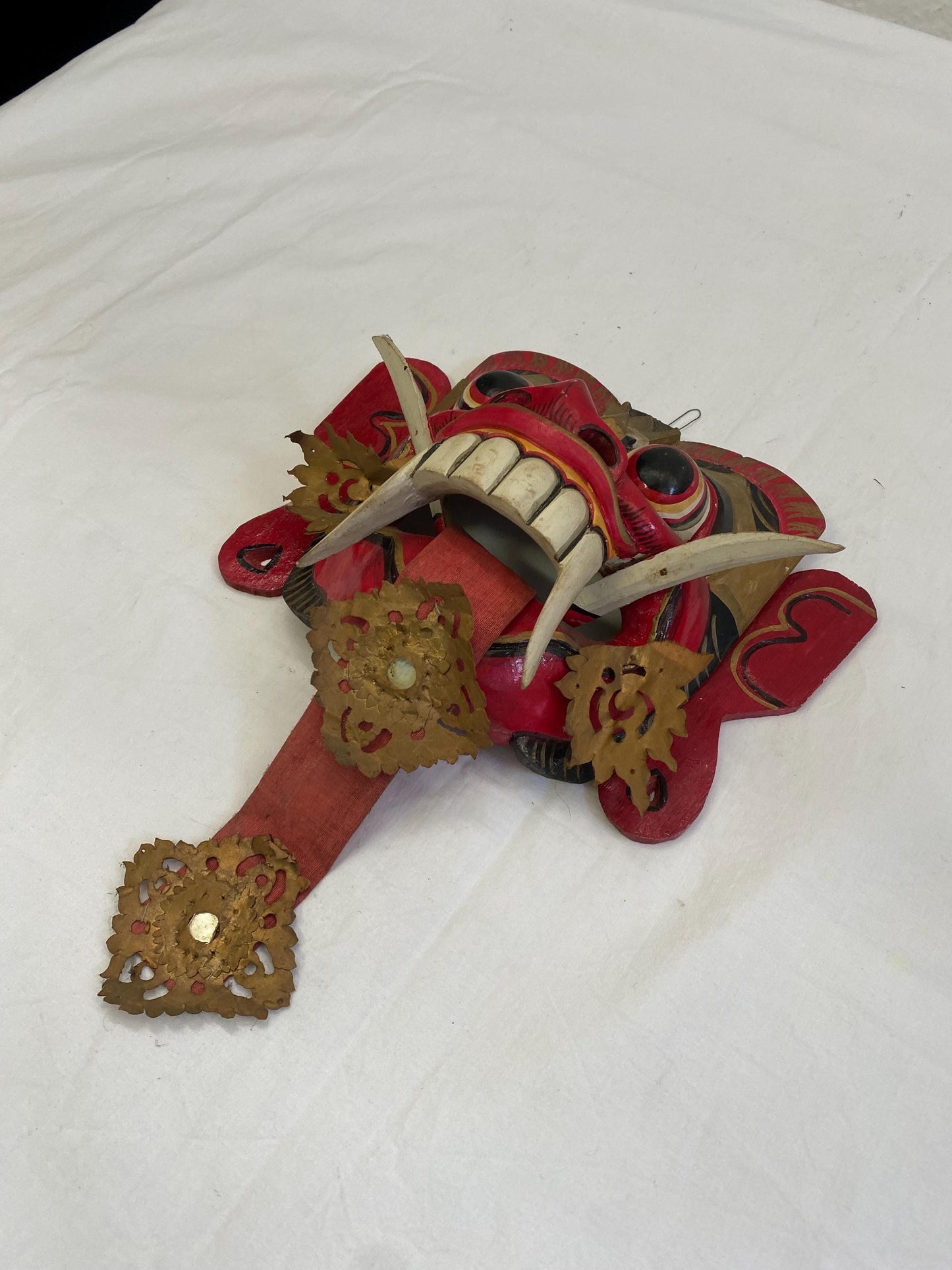Maschera da Demone Tribale Balinese - Maschera da Diavolo Dipinta a Mano - Rangda Strega Malvagia