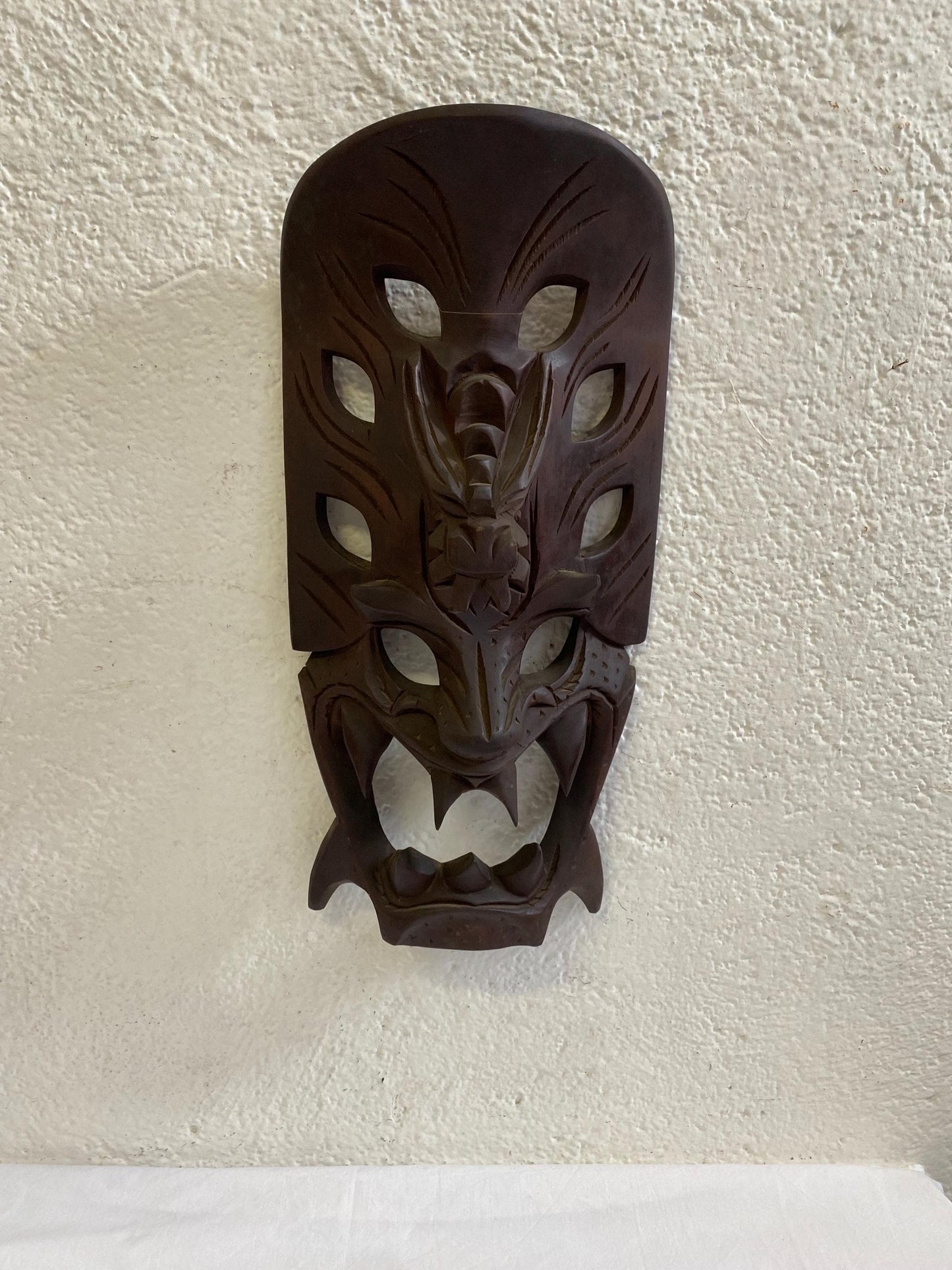 Maschera Tribale Ifugao Filippine - Maschera di Drago e Demone Intagliata a Mano in Legno - 52 x 25 x 10 cm