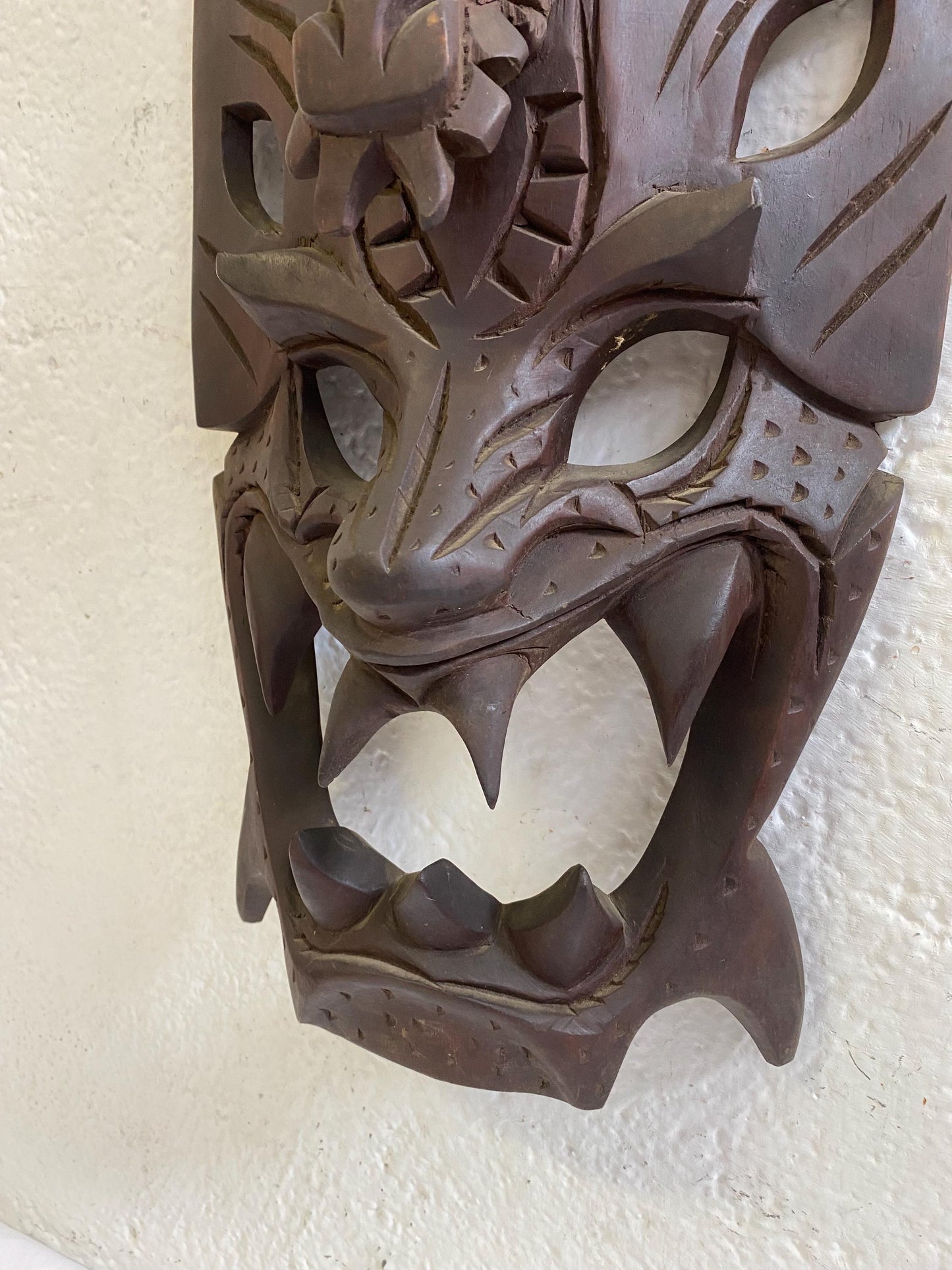 Maschera Tribale Ifugao Filippine - Maschera di Drago e Demone Intagliata a Mano in Legno - 52 x 25 x 10 cm