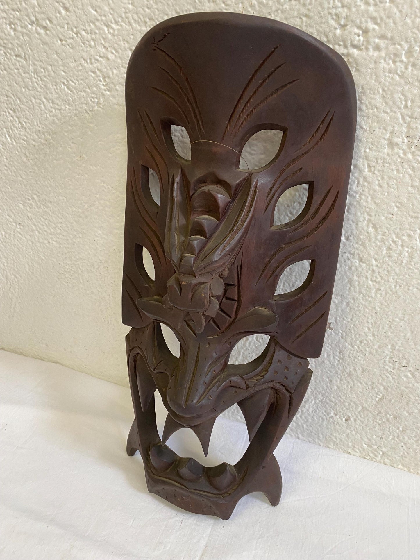Maschera Tribale Ifugao Filippine - Maschera di Drago e Demone Intagliata a Mano in Legno - 52 x 25 x 10 cm