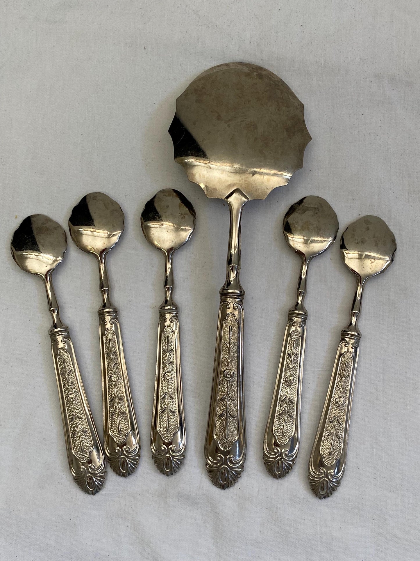 Servizio di Posate per 5 Persone in Argento Placcato - Spatola e Cucchiaini Vintage