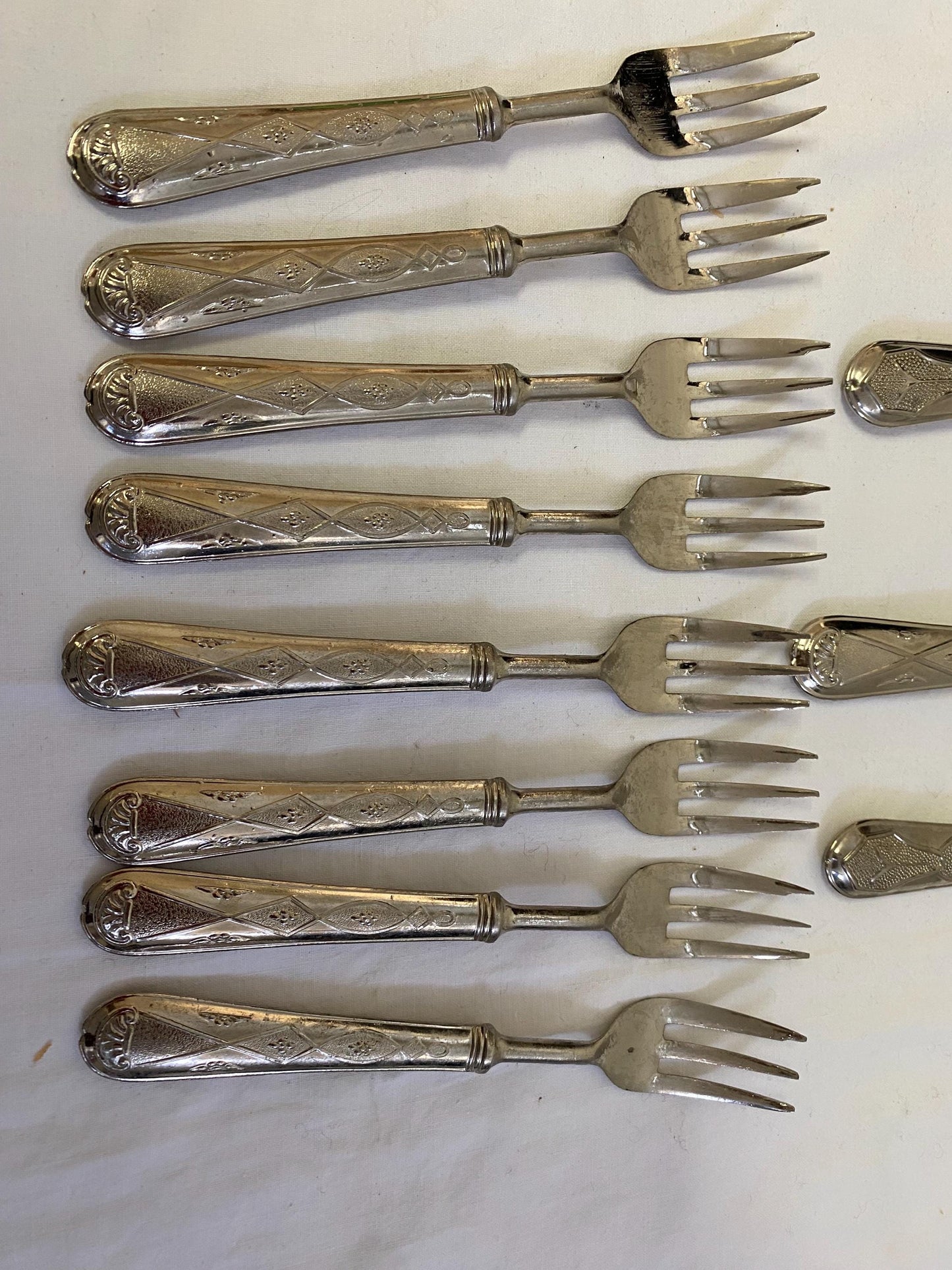 Servizio di Posate per Dolci in Argento 1000 Placcato - 8 Forchette, 1 Spatola, 1 Coltello, 1 Forchettone