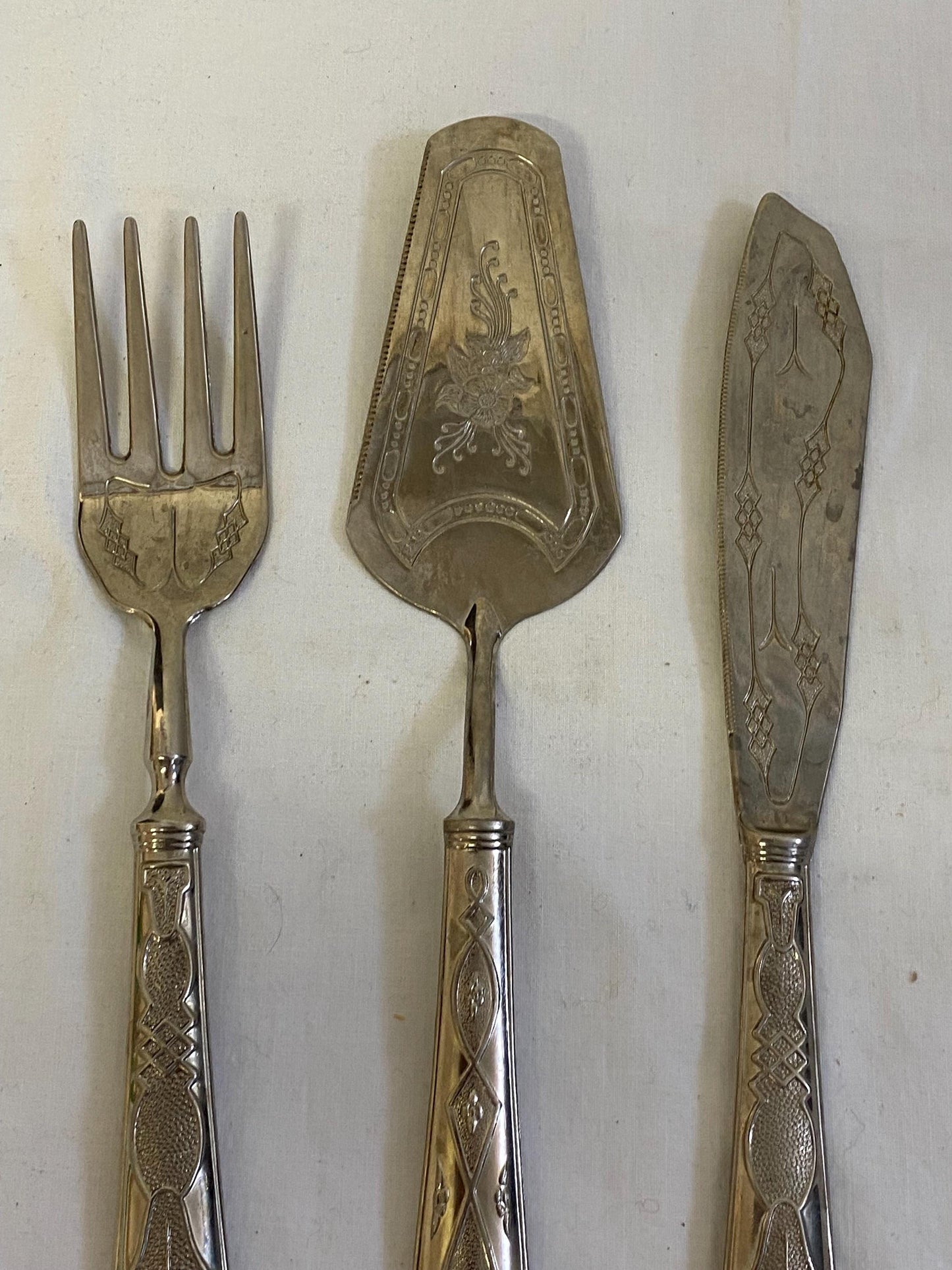 Servizio di Posate per Dolci in Argento 1000 Placcato - 8 Forchette, 1 Spatola, 1 Coltello, 1 Forchettone