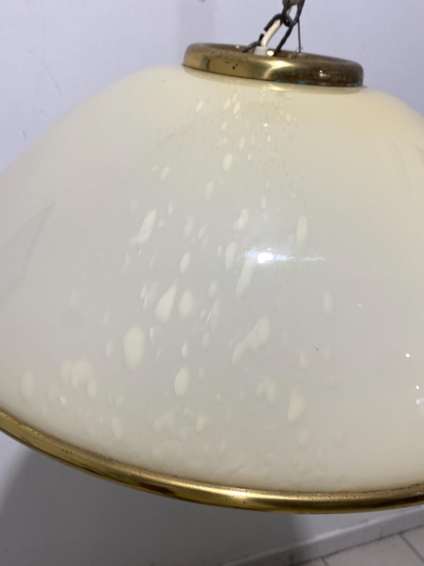 Lampada Vintage con Vetro Speciale forma circolare diametro 58 cm rifiniture in ottone