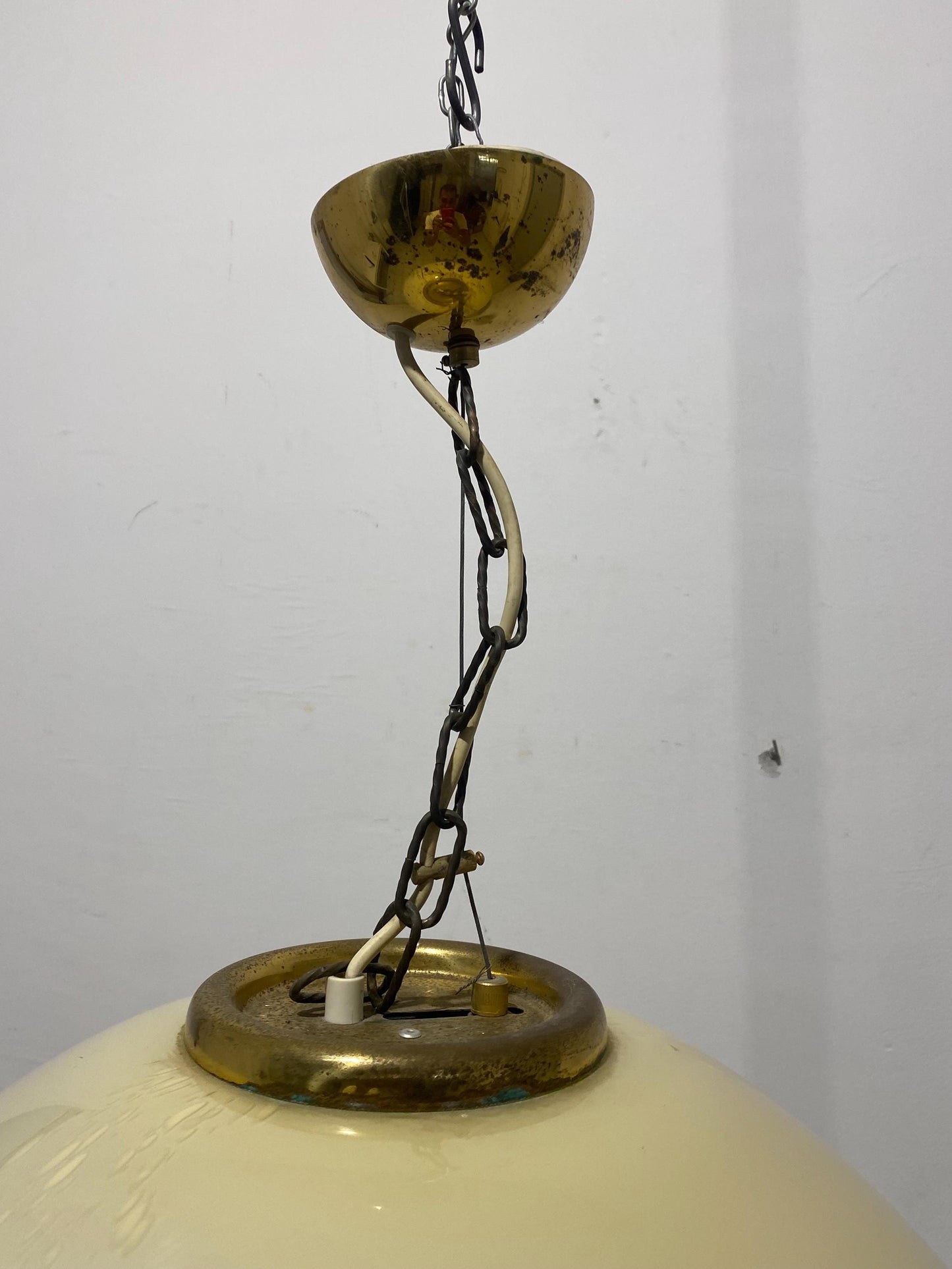 Lampada Vintage con Vetro Speciale forma circolare diametro 58 cm rifiniture in ottone