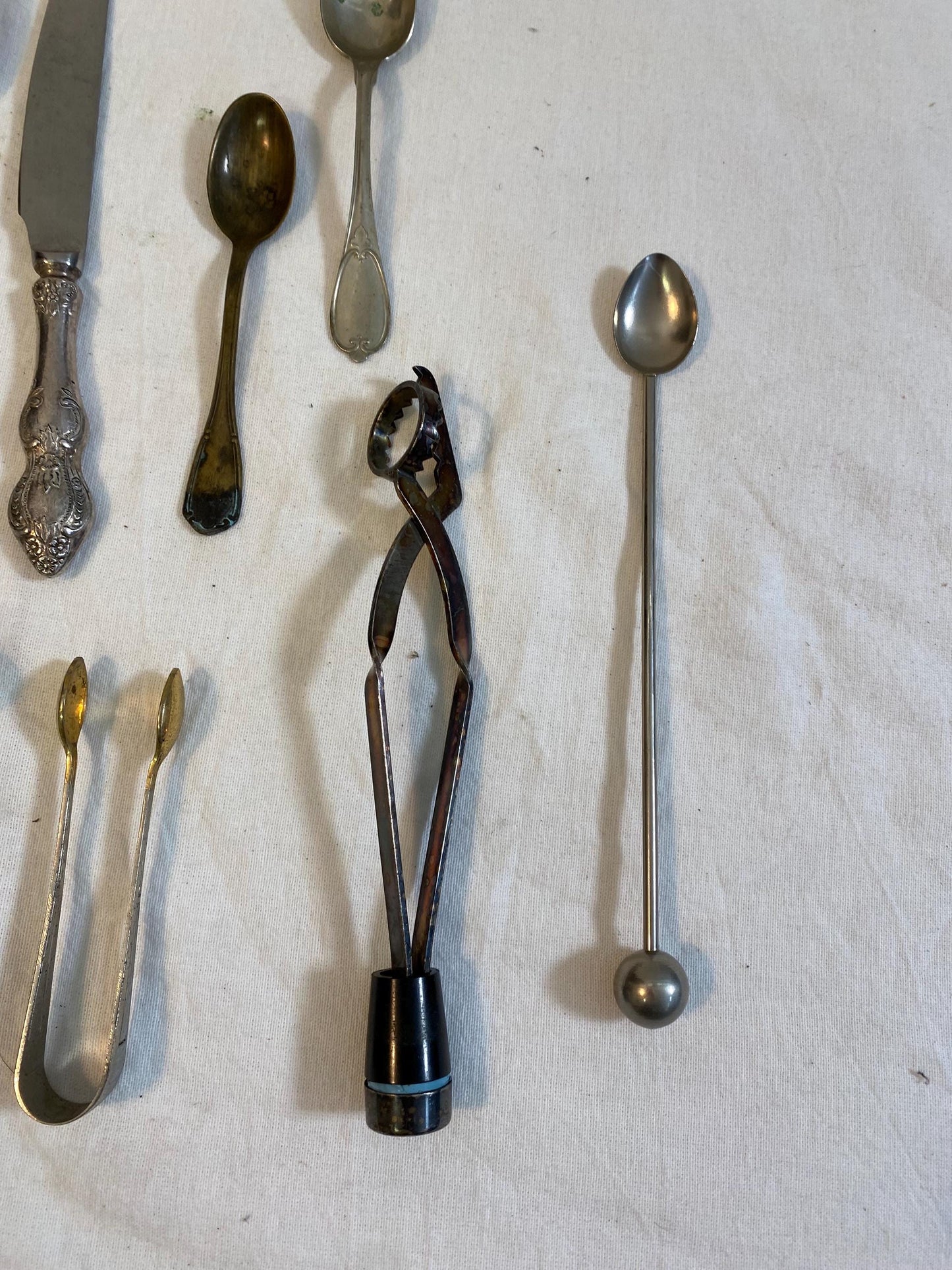 Set di 14 Accessori da Cucina Vintage - Pinza, Cucchiai per Cocktail, Posate Sfuse, Mestoli e Spatole