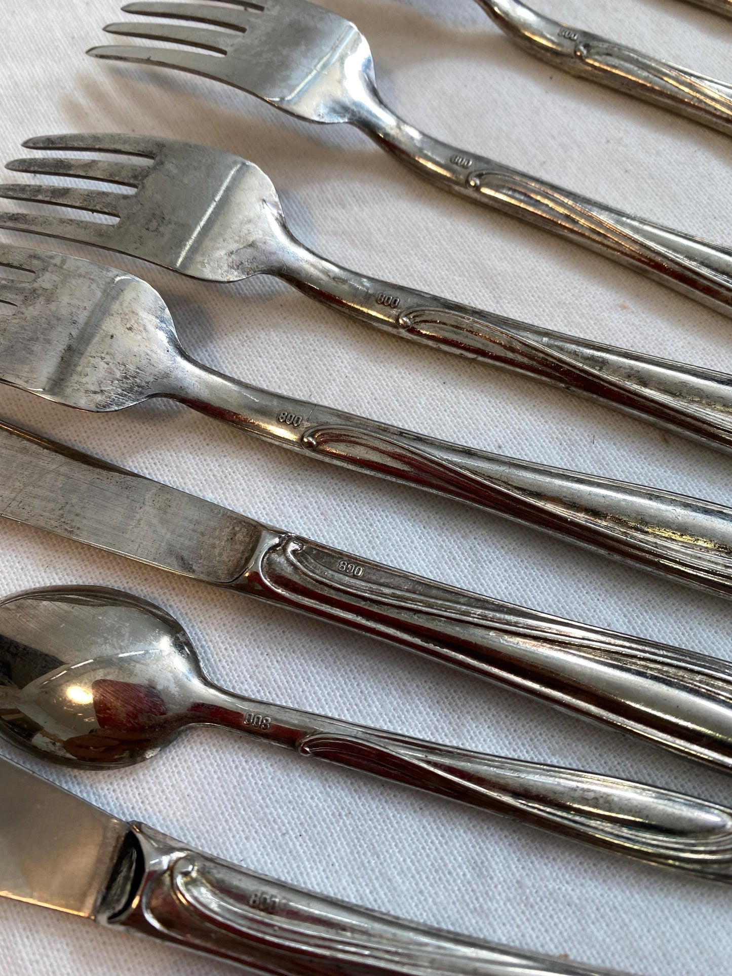 Servizio Completo di Posate Vintage in Argento 800 per 6 Persone + Pezzi Extra