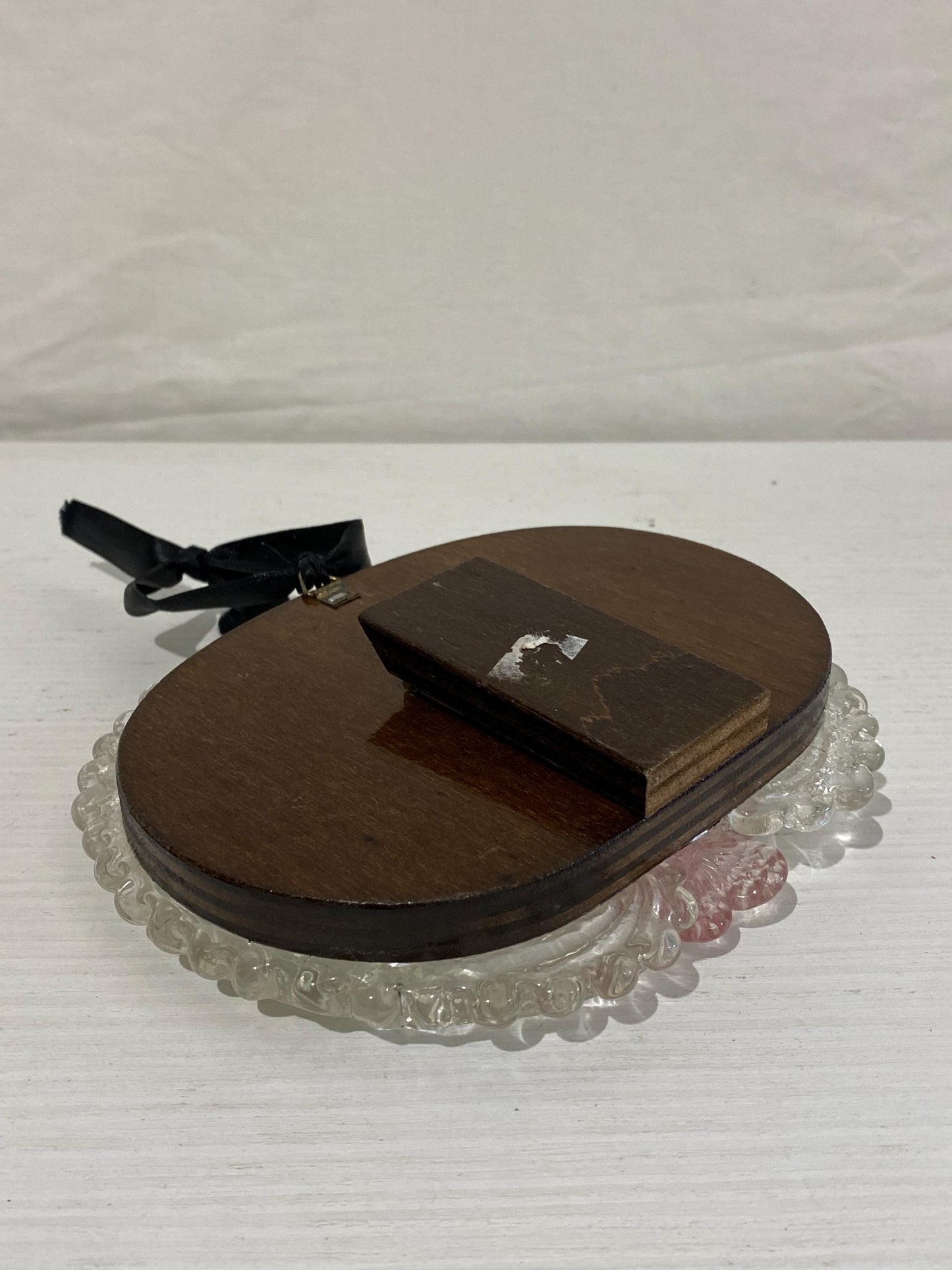 Specchio Vintage in Vetro di Murano Anni '50, Realizzato a Mano 16x4x14 cm (6,3"x1,6"x5,5") con Fiori Rosa