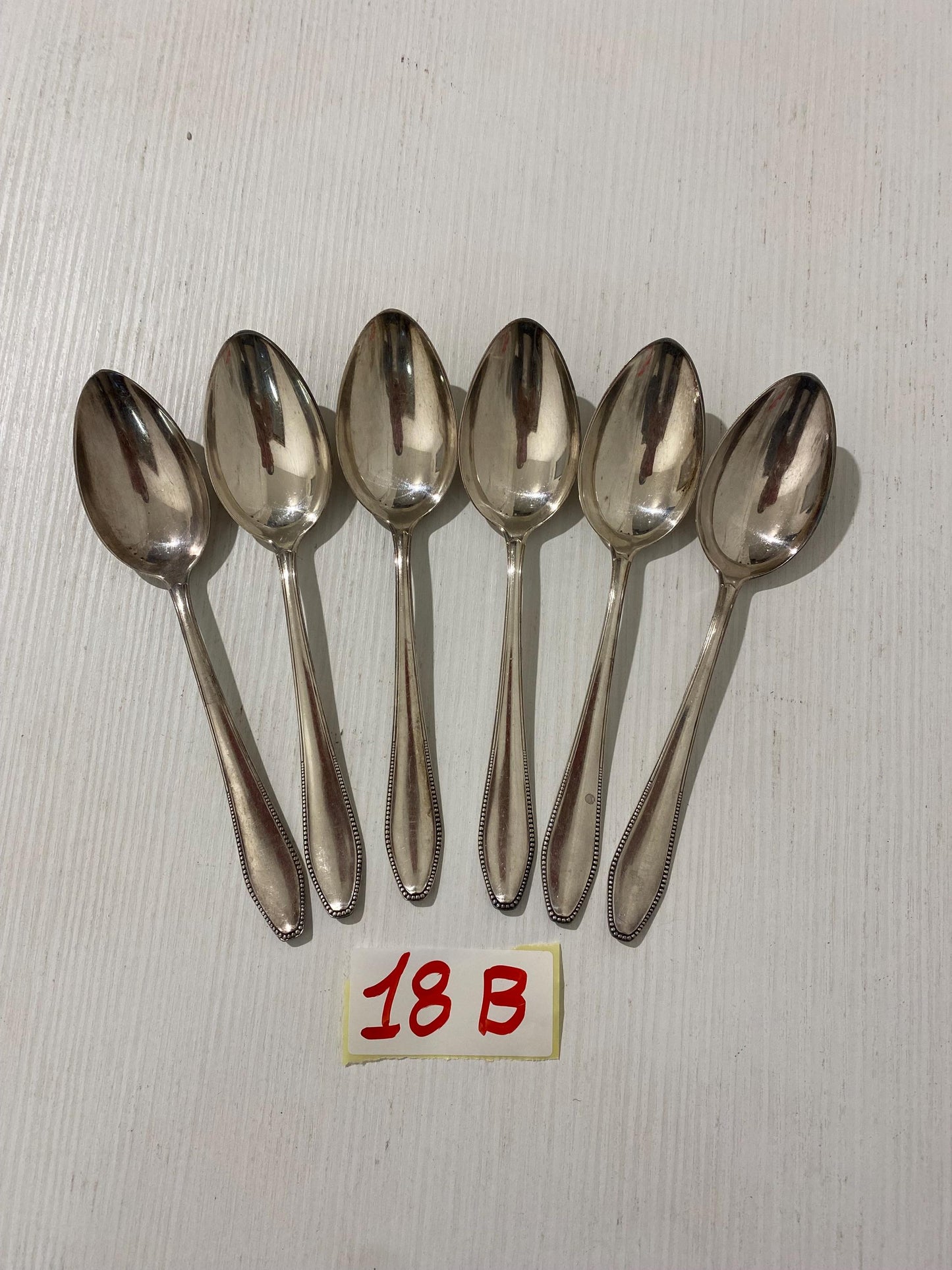 Set di 6 Cucchiai Vintage Placcati Argento con Punzone B 90