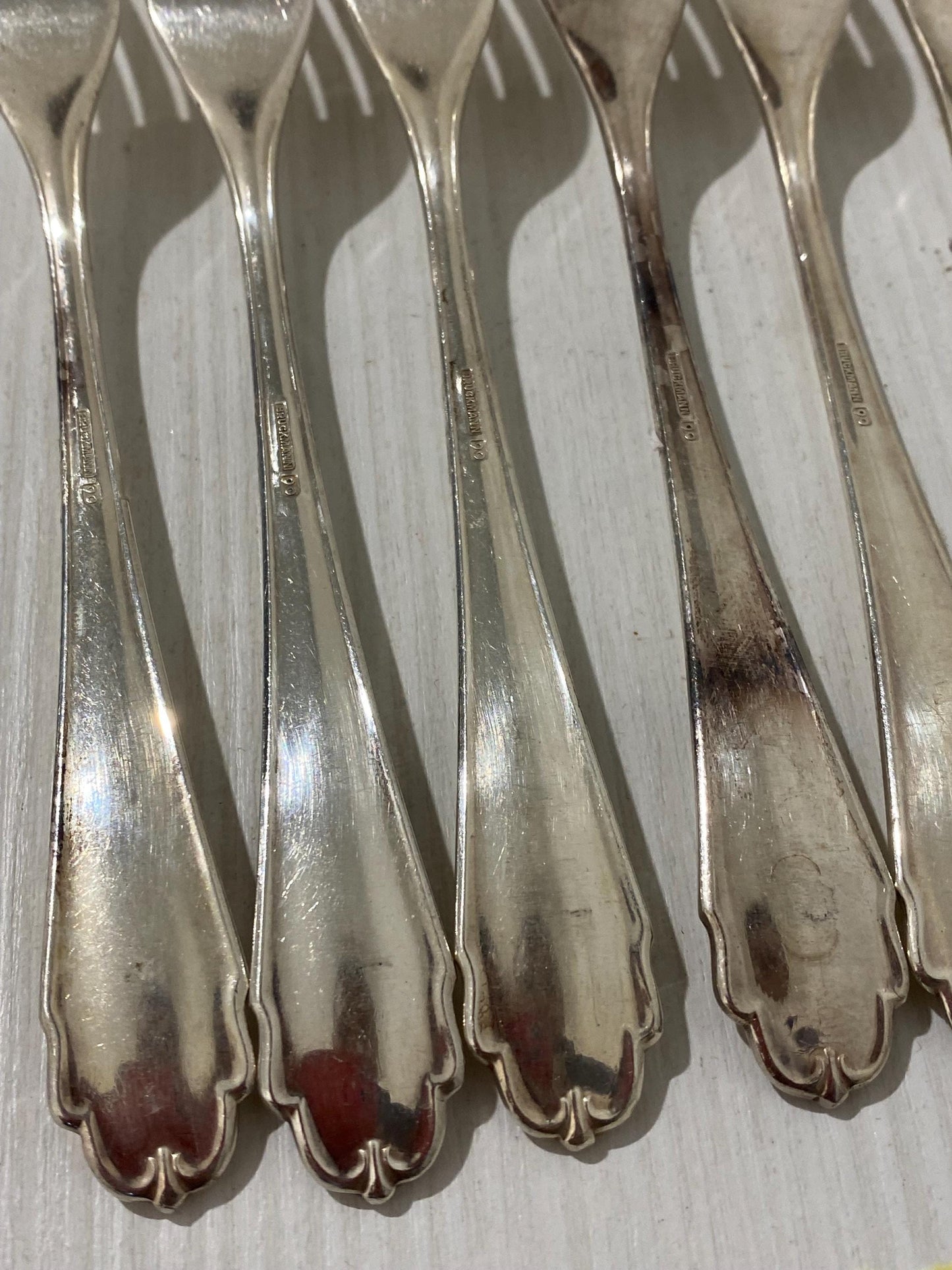 Set di 6 Forchette Vintage in Argento Placcato Bruckmann 90