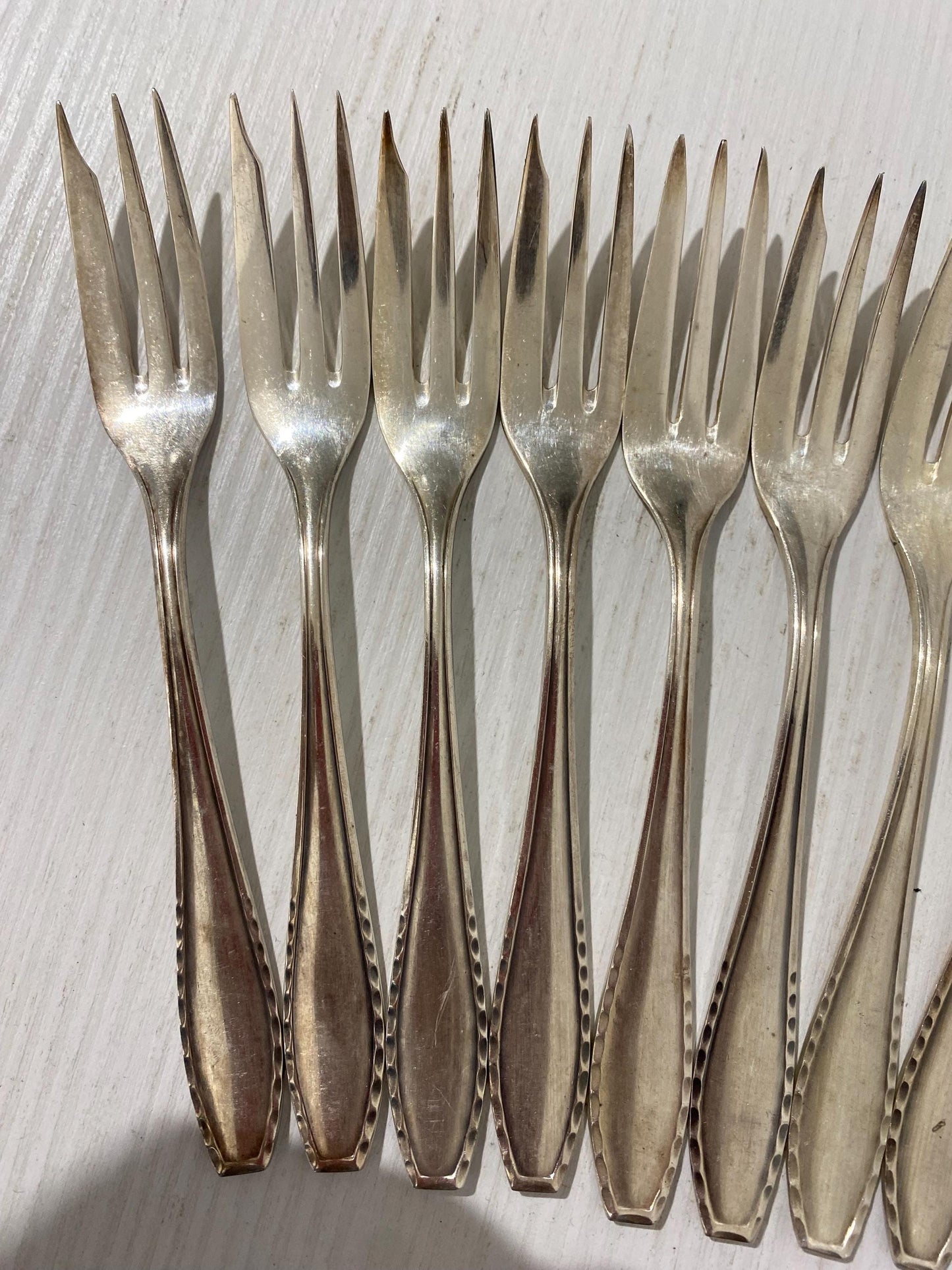 Set di Forchette Vintage da Pesce in Argento Placcato con Punzone OKA 100 - 15,50 cm