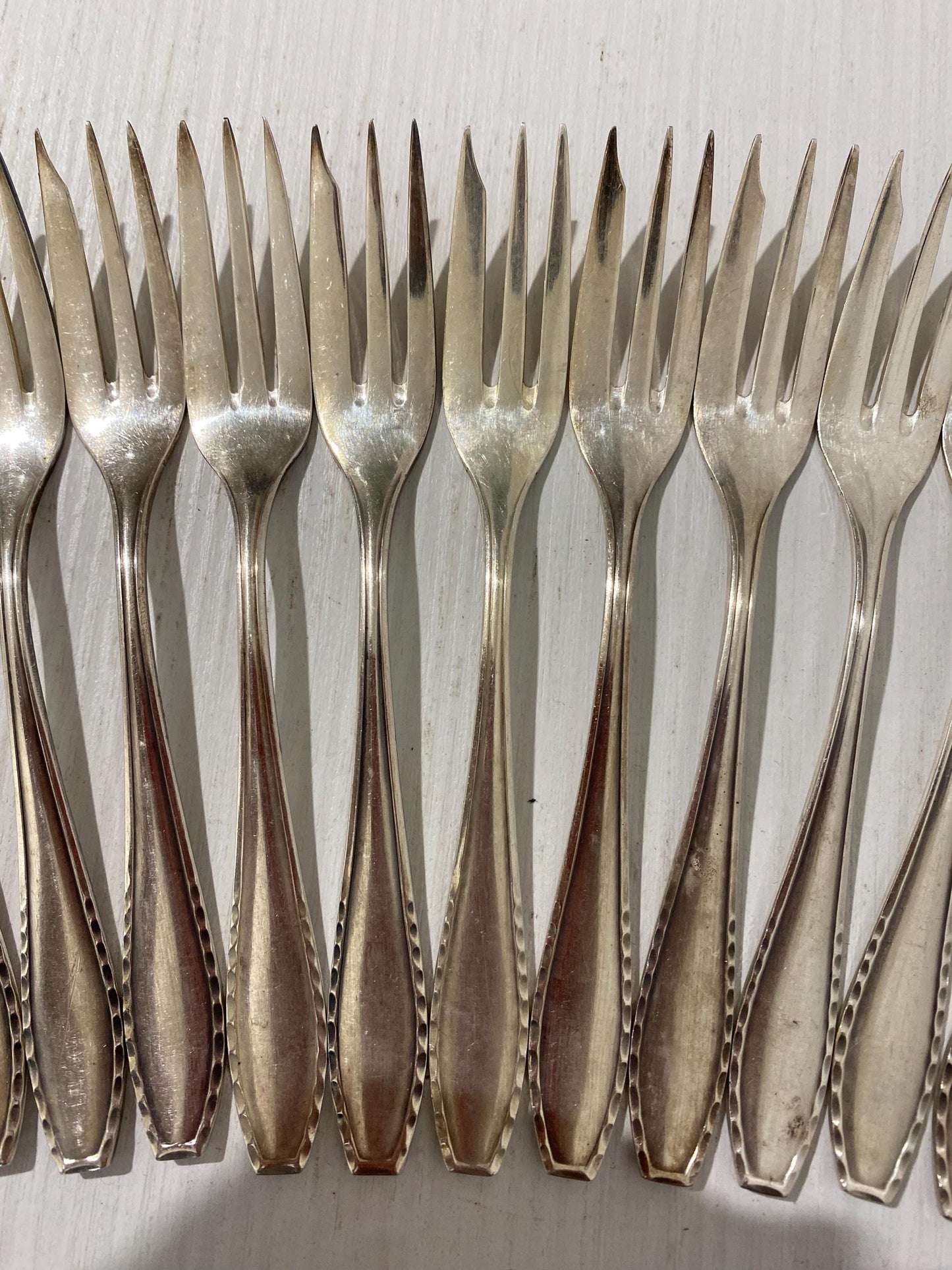 Set di Forchette Vintage da Pesce in Argento Placcato con Punzone OKA 100 - 15,50 cm