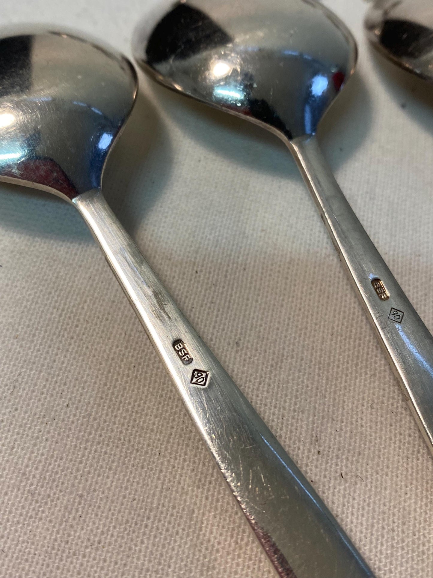 Set di 6 cucchiai placcati in argento con punzone BSF 90 15,5 cm, argenteria vintage