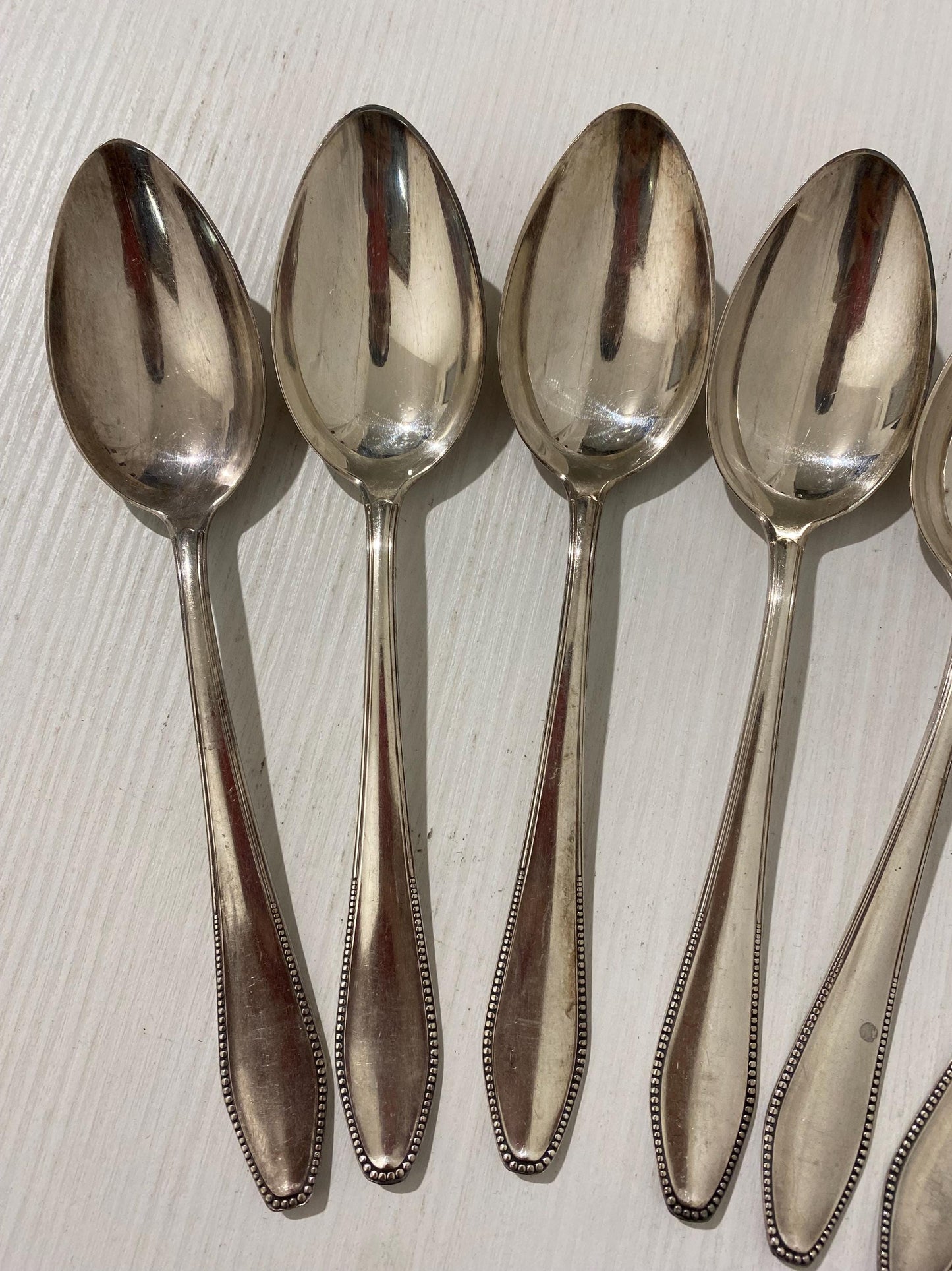 Set di 6 Cucchiai Vintage Placcati Argento con Punzone B 90