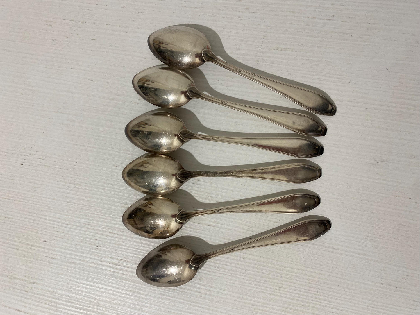 Set di 6 Cucchiai Vintage Placcati Argento con Punzone B 90