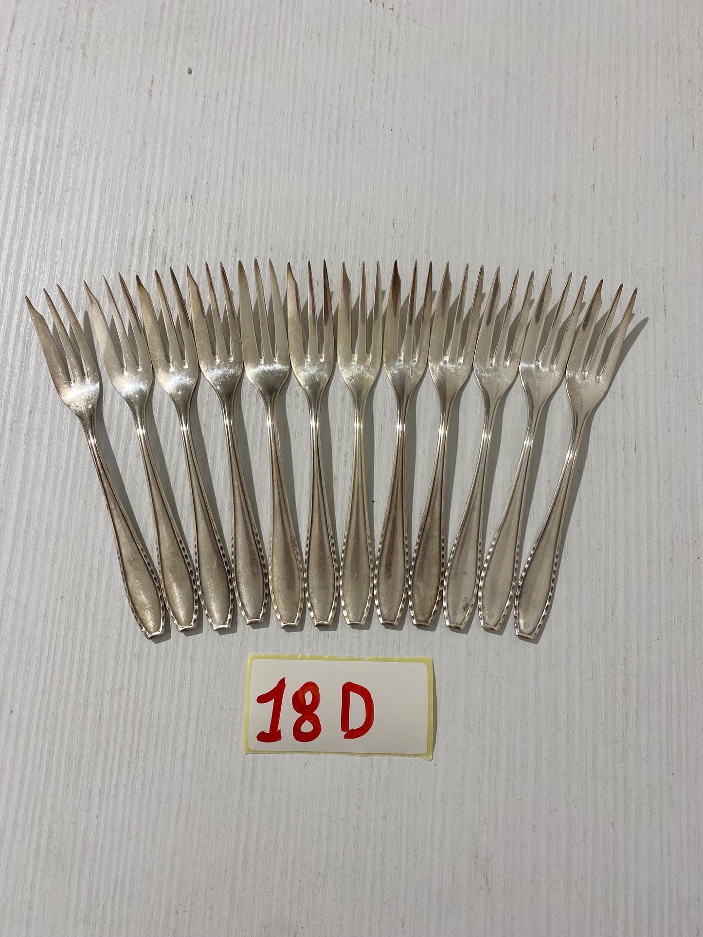 Set di Forchette Vintage da Pesce in Argento Placcato con Punzone OKA 100 - 15,50 cm