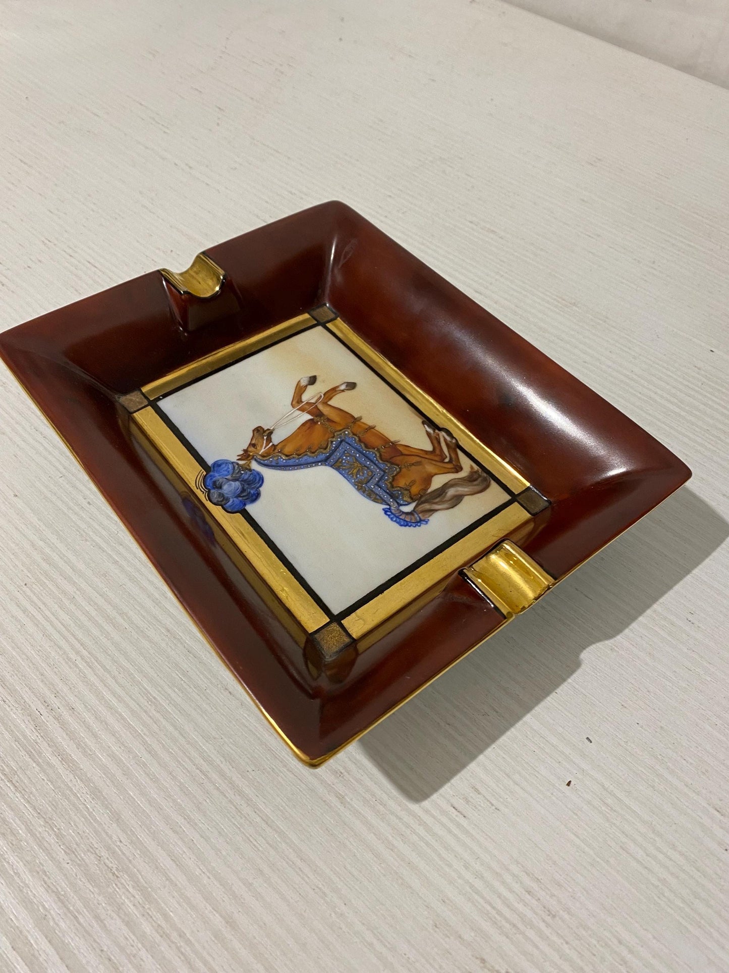 Portacenere Dipinto a Mano "Bianca Maria" - Porcellana Italiana Vintage - 19,50x16x4 cm (7.7"x6.3"x1.6")