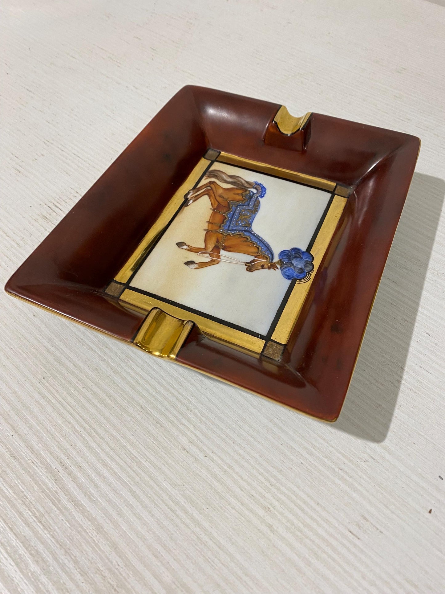 Portacenere Dipinto a Mano "Bianca Maria" - Porcellana Italiana Vintage - 19,50x16x4 cm (7.7"x6.3"x1.6")