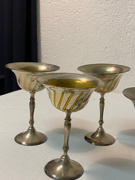 Set di Sei Coppe a Calice in Argento Placcato - Stile Vintage Elegante