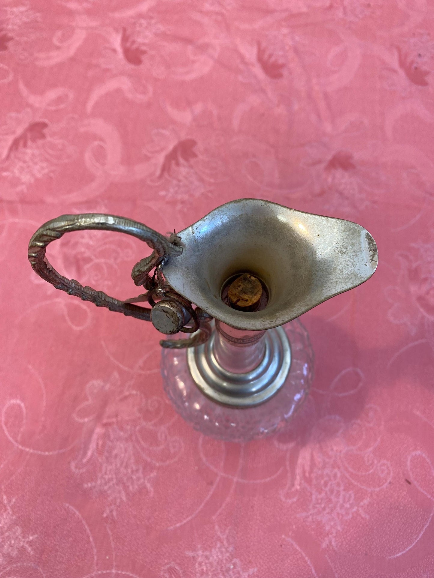 Vintage Lacrima Christi Crystal Decanter with Silver-Plated Handle - 25x11x8 cm