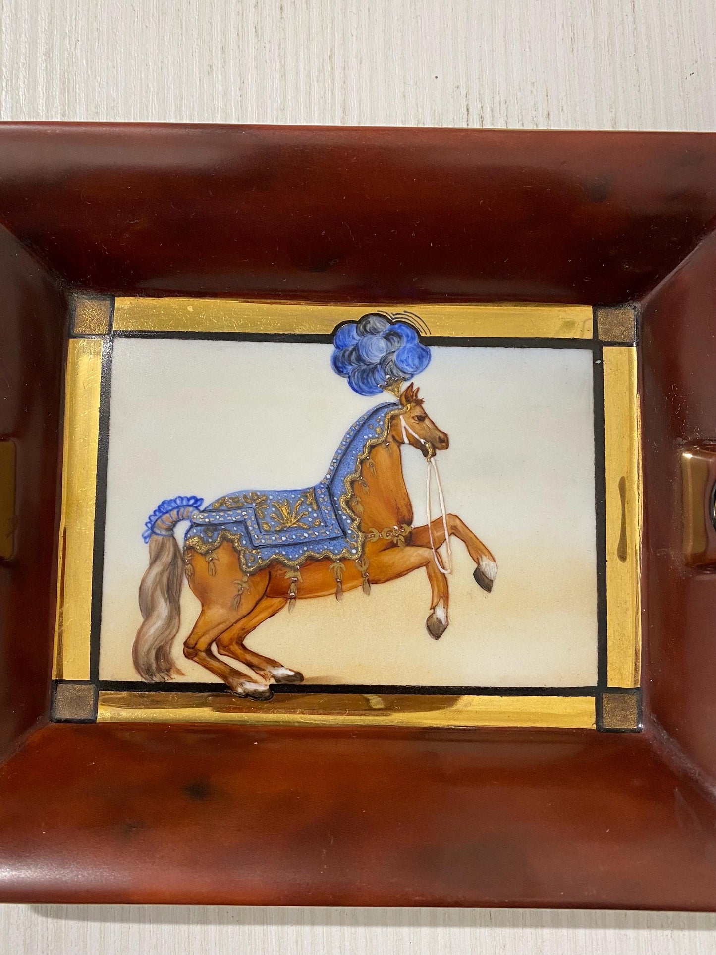 Portacenere Dipinto a Mano "Bianca Maria" - Porcellana Italiana Vintage - 19,50x16x4 cm (7.7"x6.3"x1.6")
