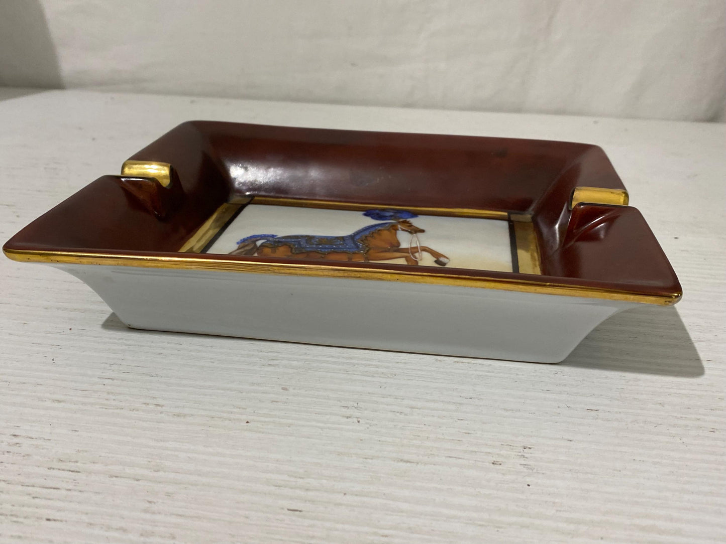 Portacenere Dipinto a Mano "Bianca Maria" - Porcellana Italiana Vintage - 19,50x16x4 cm (7.7"x6.3"x1.6")