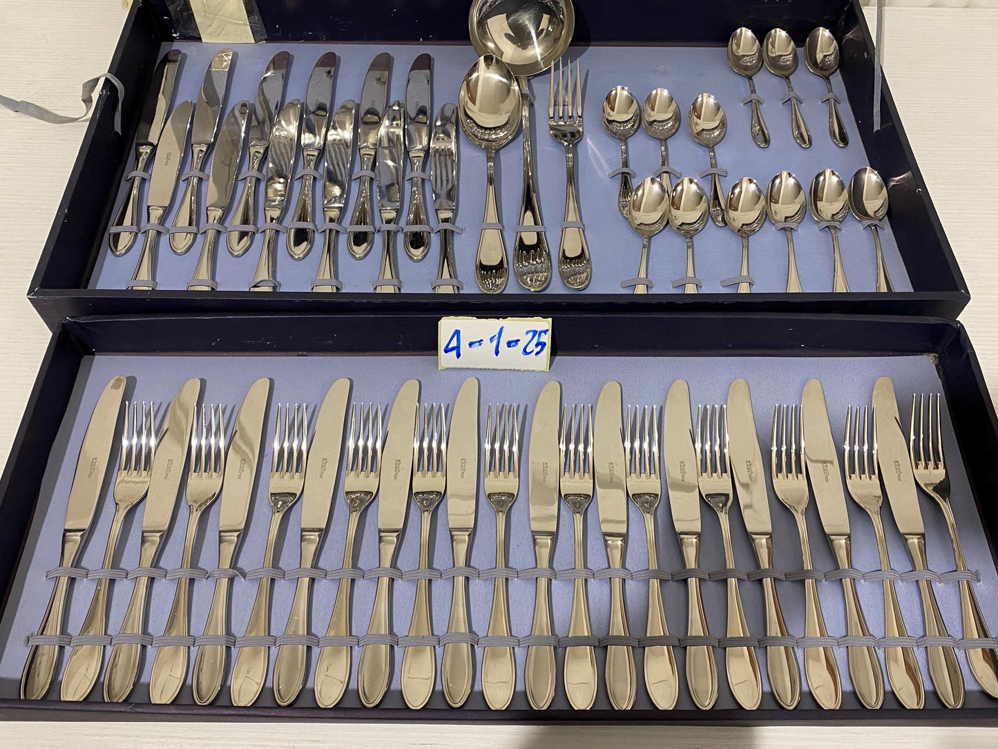 Servizio di Posate argentate Abert made in Italy da 24 Persone nuovo- Elegante Regalo di Nozze in Scatola a Due Piani