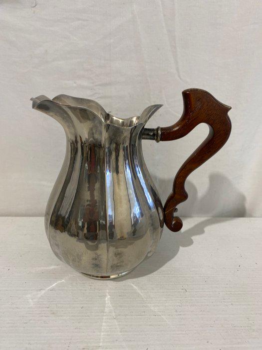 Antica Brocca-Caraffa in Argento Placcato con Manico in Legno - Punzonata ALGEMA
