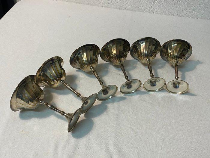 Set di Sei Coppe a Calice in Argento Placcato - Stile Vintage Elegante