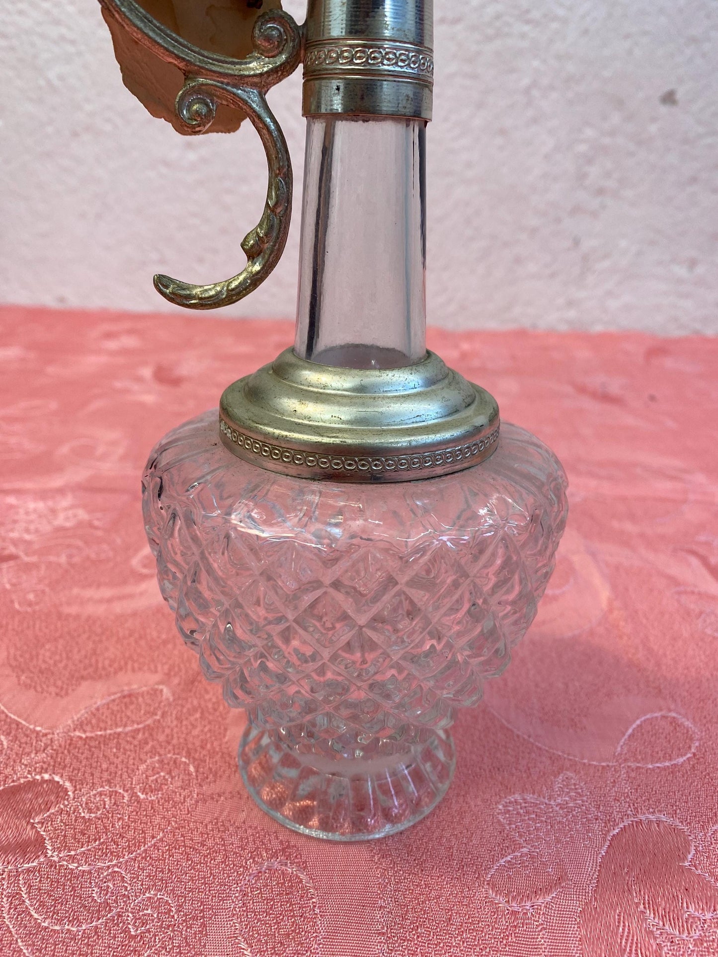 Vintage Lacrima Christi Crystal Decanter with Silver-Plated Handle - 25x11x8 cm