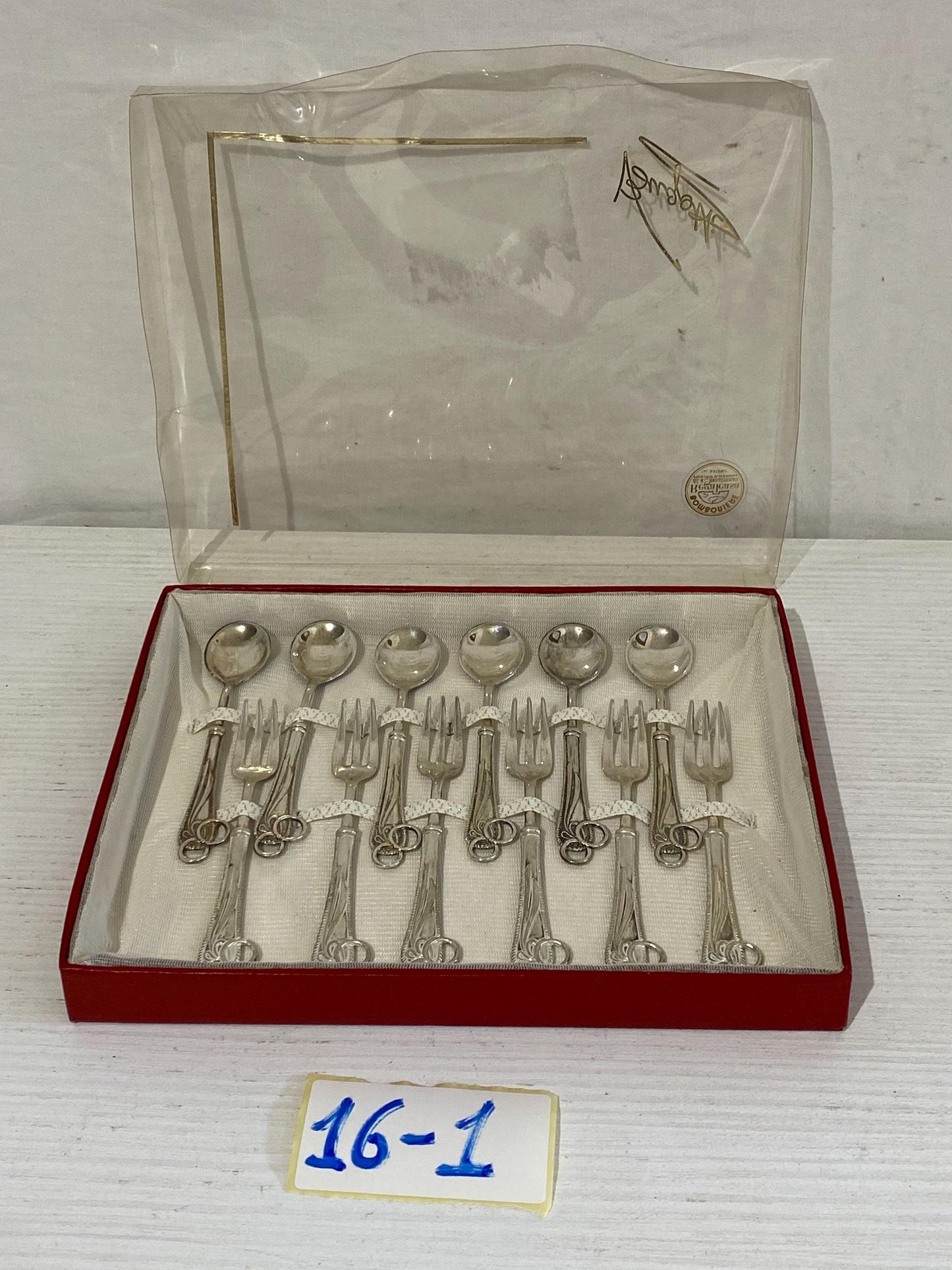 Set Vintage di 12 Posate da Dessert in Argento Placcato - 6 Cucchiaini e 6 Forchettine
